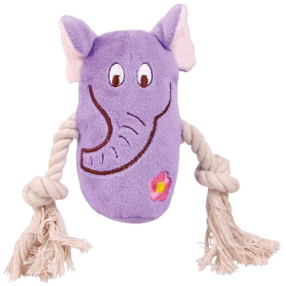 Trixie Animal With Rope Plush & Squeaker Sorted Toy For Dogs 13cm image 2