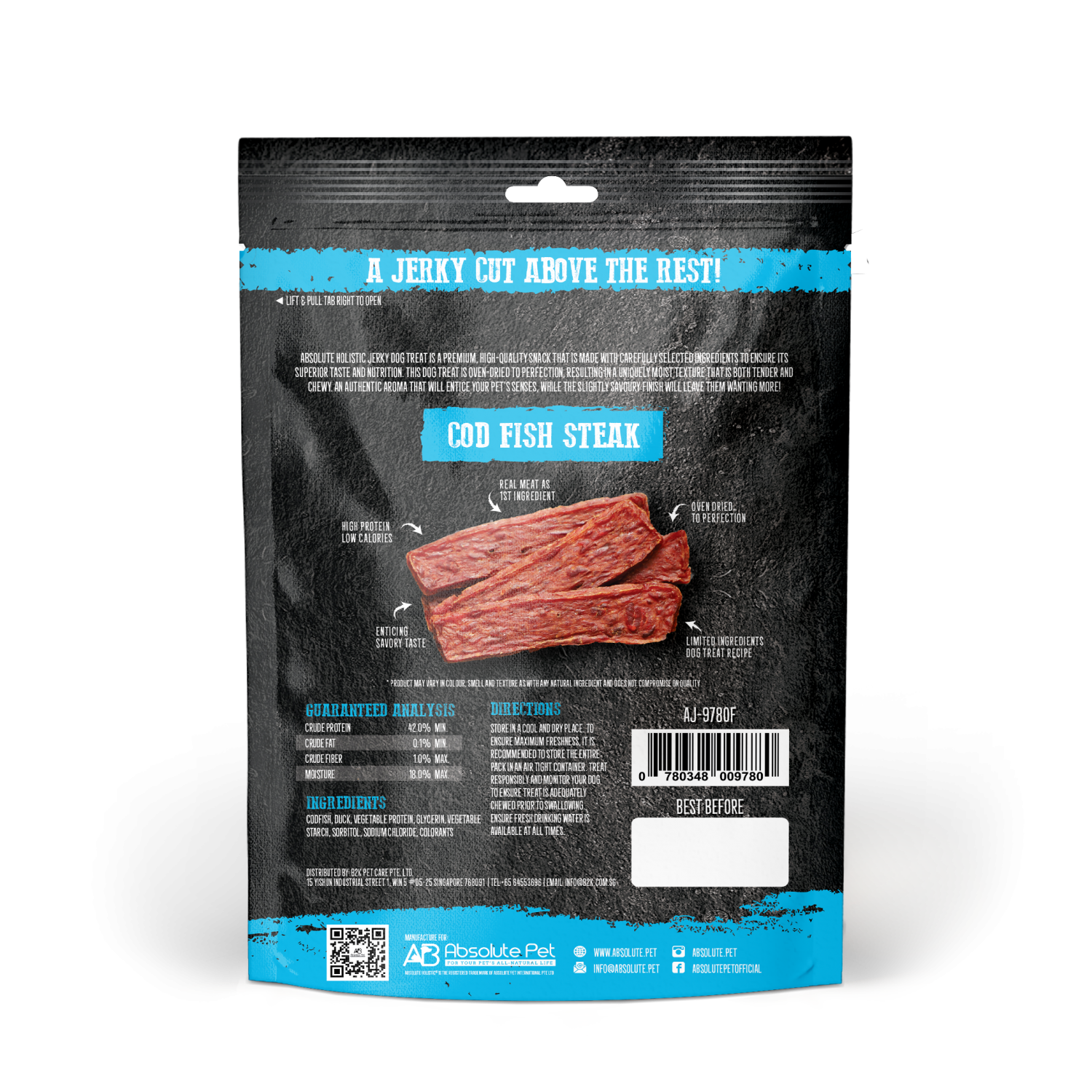 Absolute Holistic Dog 100g Jerky Cod Fish Steak Dog Treat image 2
