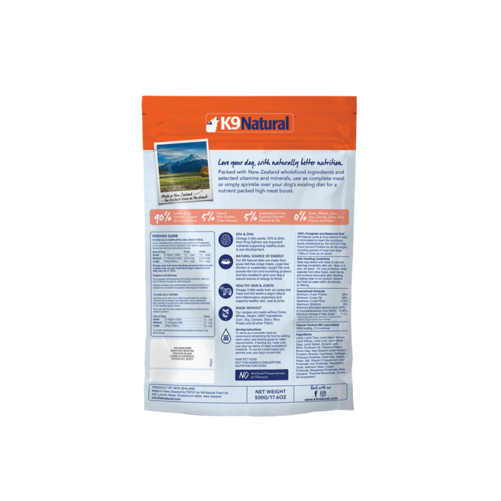 K9 Natural Dog Freeze Dried 500g Lamb & Salmon Dry Dog Food image 2