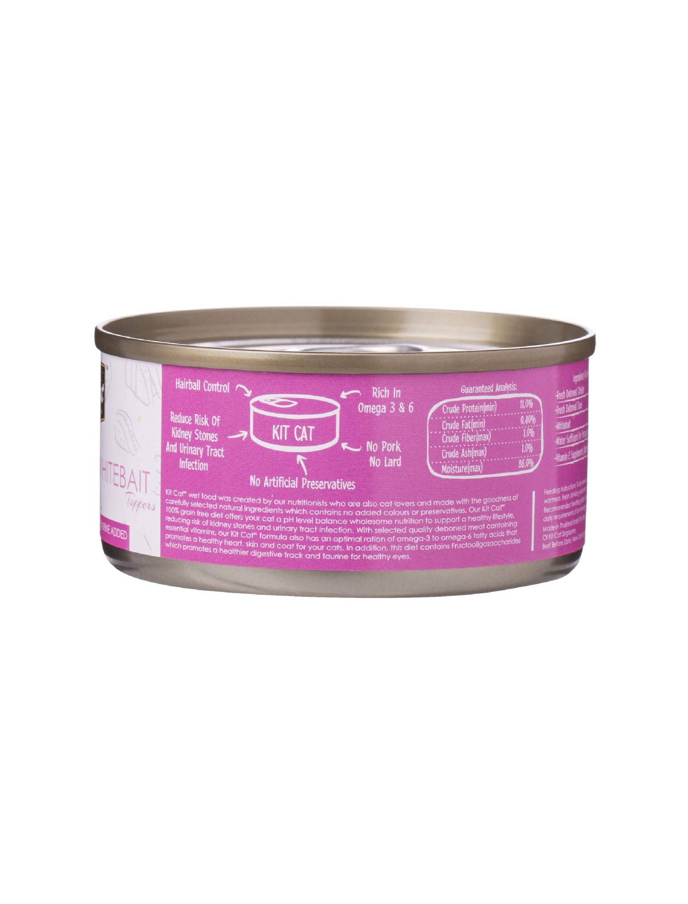 Kit Cat 80g Deboned Toppers Canned Chicken & Whitebait Wet Cat Food image 5