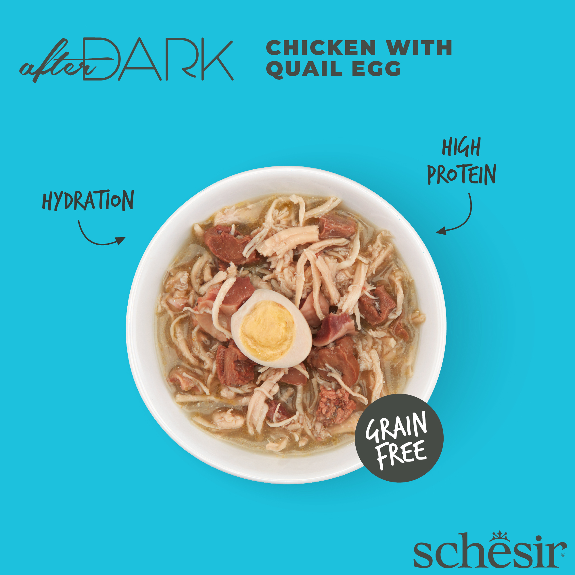 Schesir Cat After Dark Wholefood Canned 80g Chicken with Quail Egg Wet Cat Food image 3