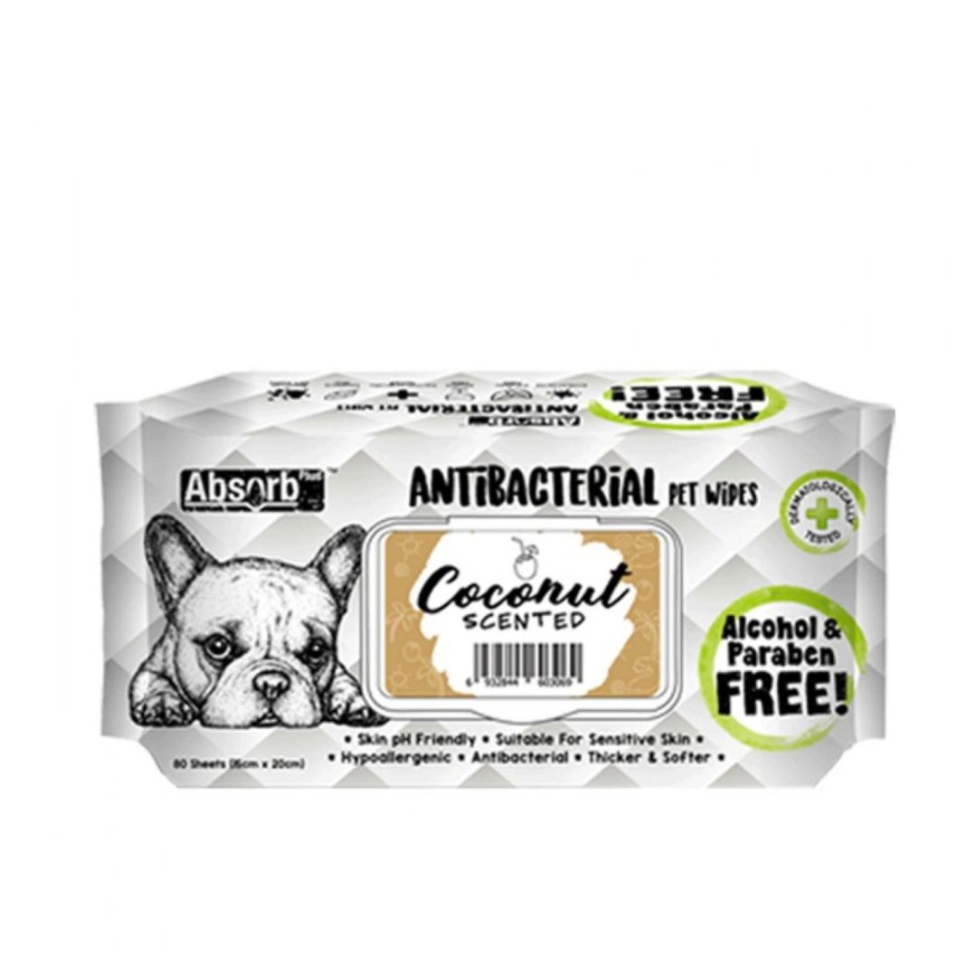 Absorb Plus Antibacterial Pet Wipes 80 Sheets (15cm x 20cm) Coconut image 4