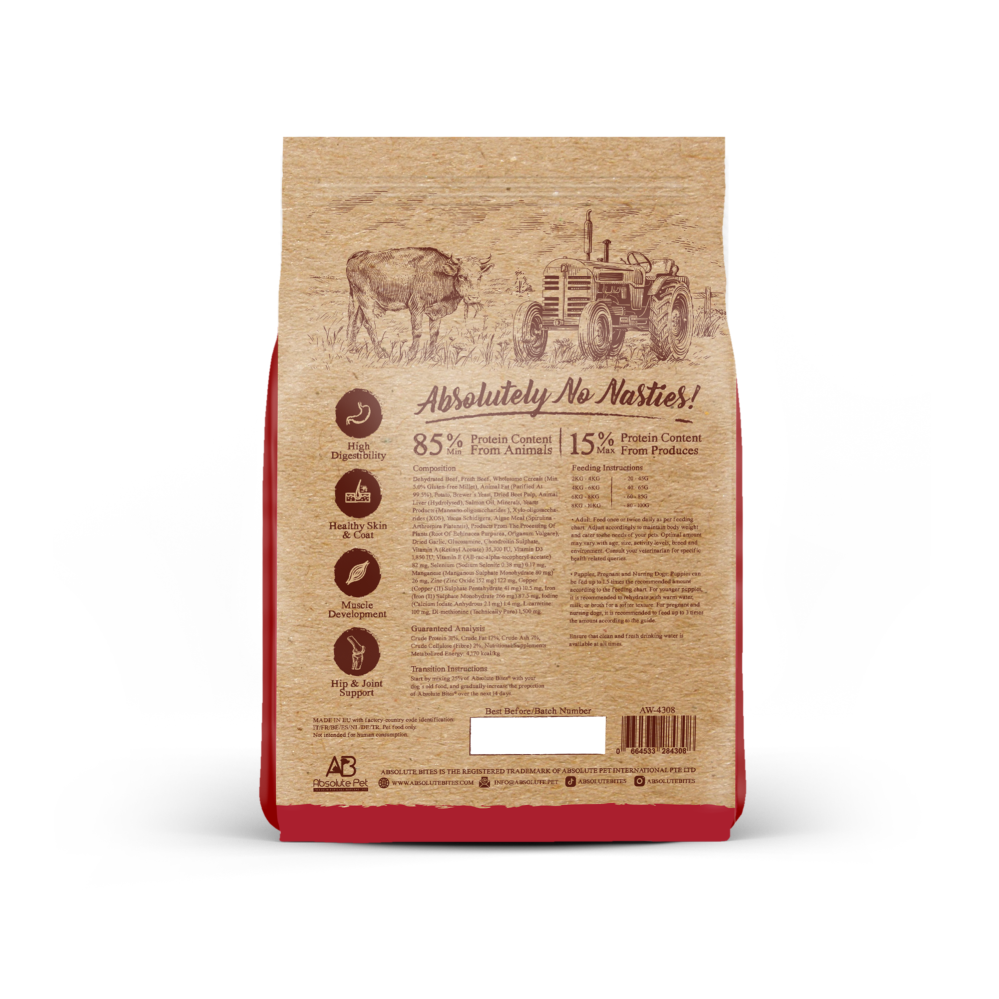 Absolute Bites Dog Wild Age 1.5kg Beef & Potato Dry Dog Food image 2