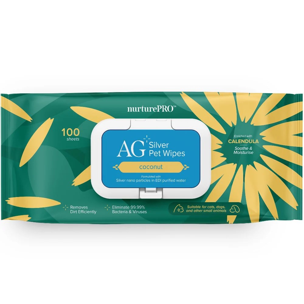Nurture Pro AG+ Silver Pet Wipes 100 Sheets Coconut image 1