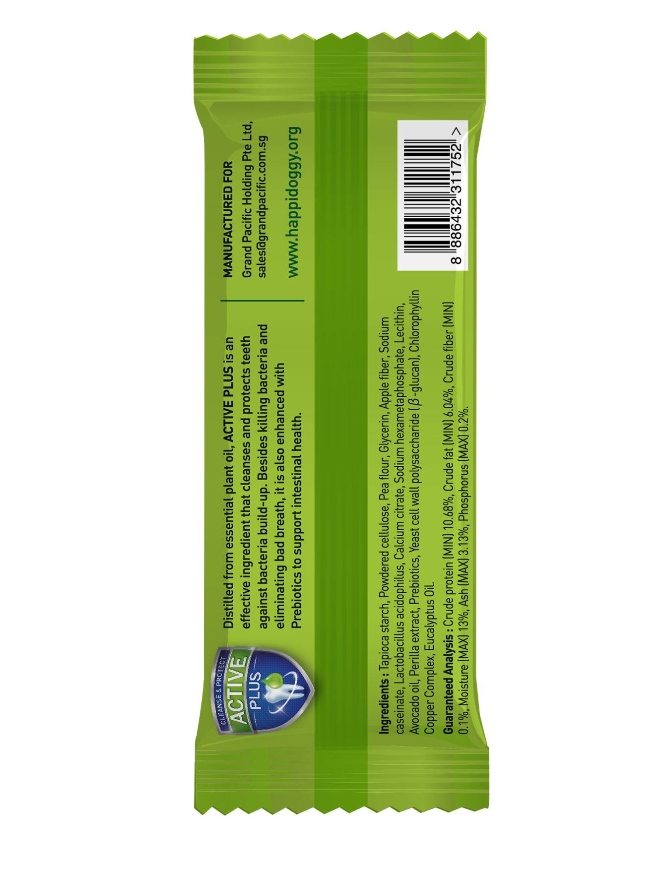 Happi Skippi Dog 25g Zest Regular 4-inch Avocado Dental Chew Dog Treat image 2