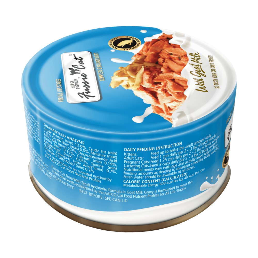 Fussie Cat Goat Milk 70g Tuna With Small Anchovies In Gravy Wet Cat Food image 3