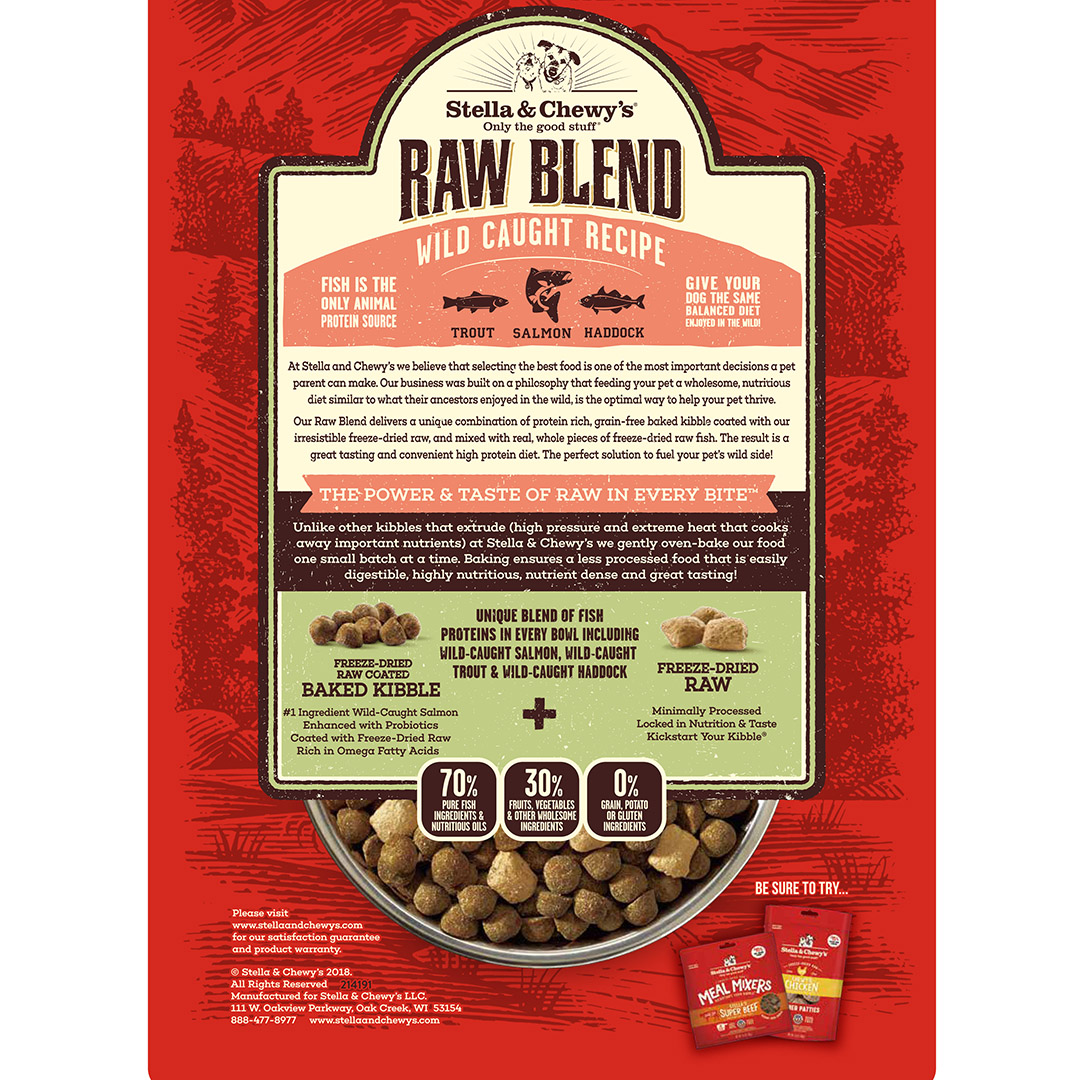 Stella & Chewy's Raw Blend Baked Kibble 3.5lb (1.6kg) Trout, Salmon & Haddock Dry Dog Food image 2