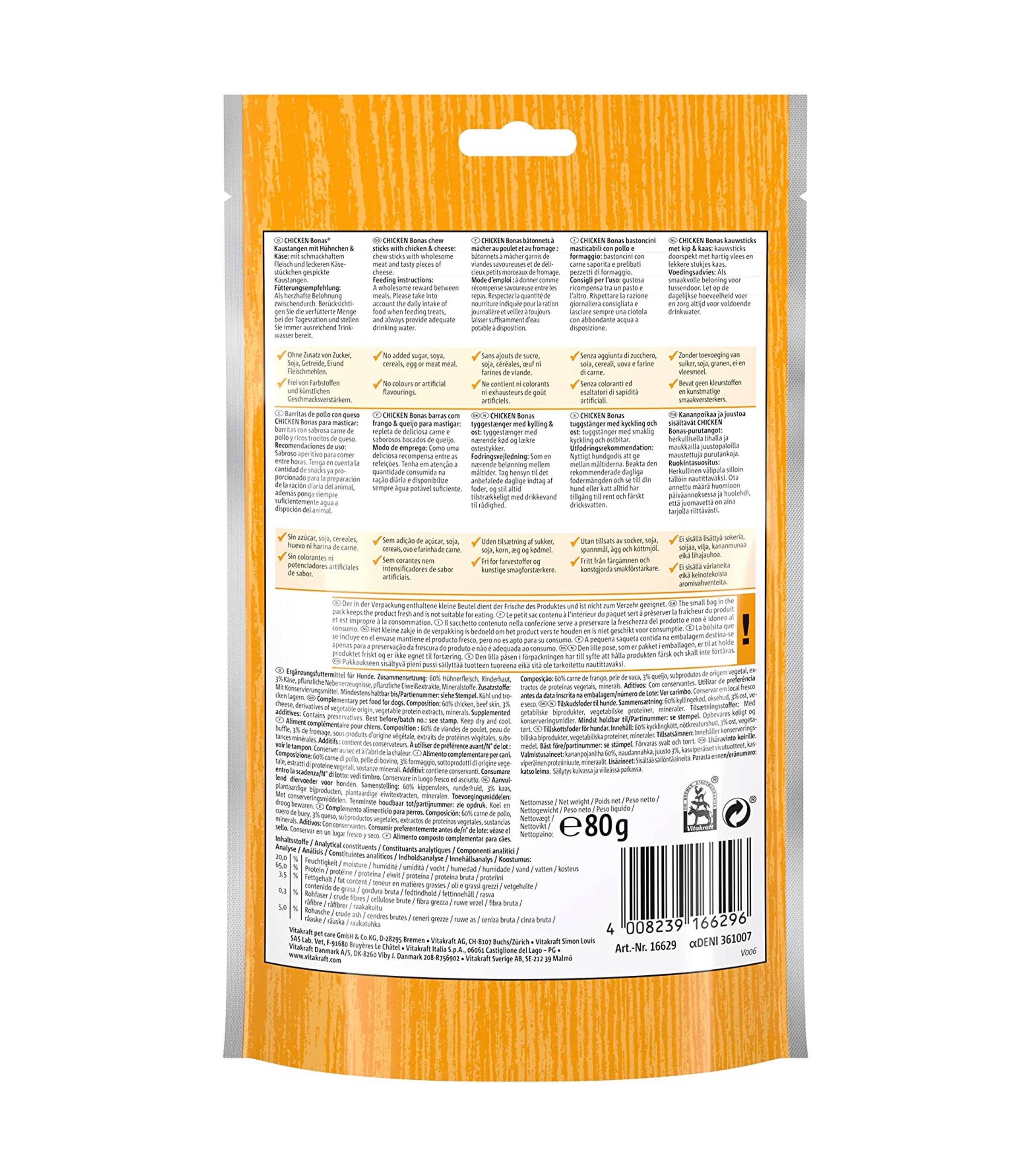 Vitakraft Dog 80g Chicken Bonas w Cheese Dog Treats image 2