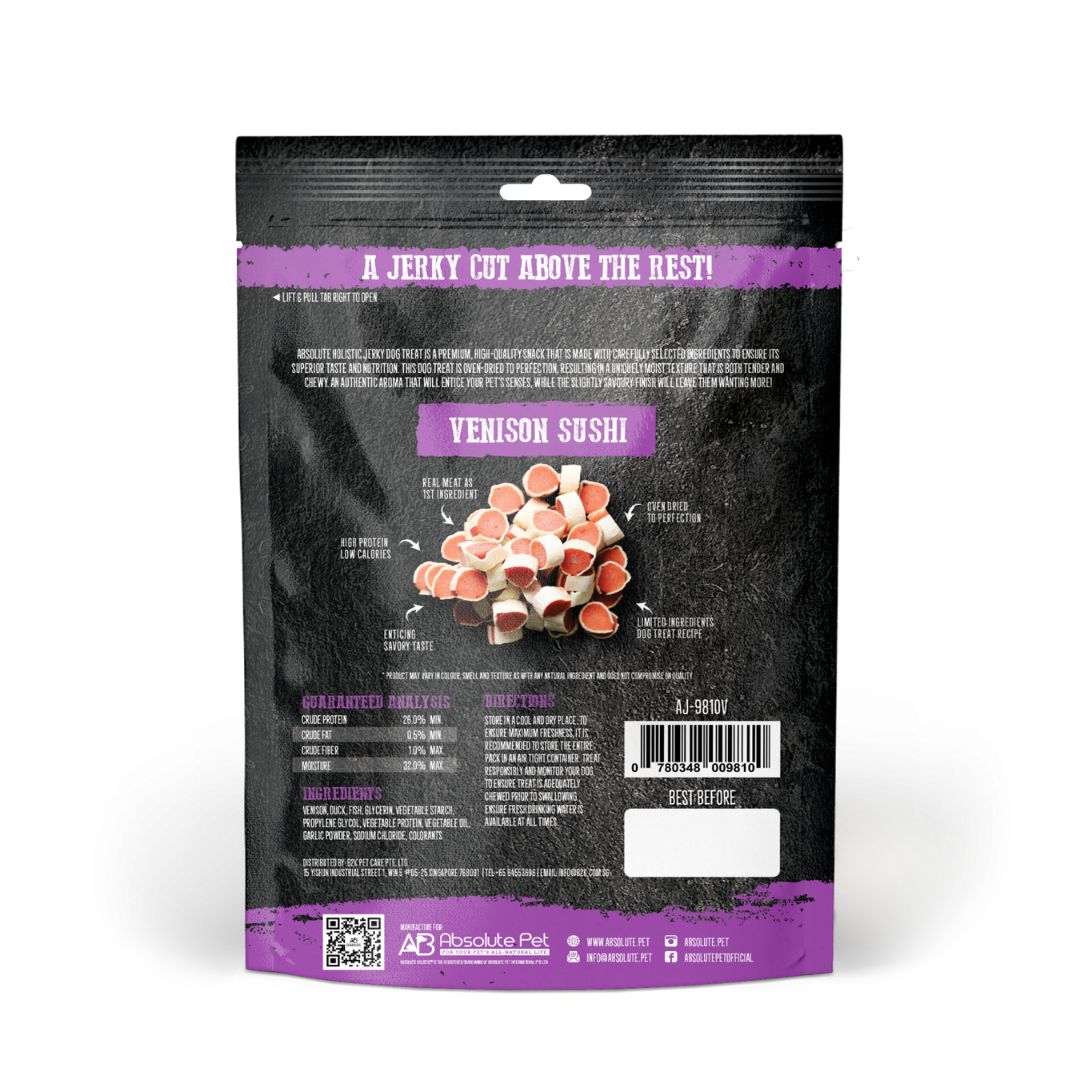 Absolute Holistic Dog 100g Jerky Venison Sushi Dog Treat (EXP: 25 Feb 2027) image 2