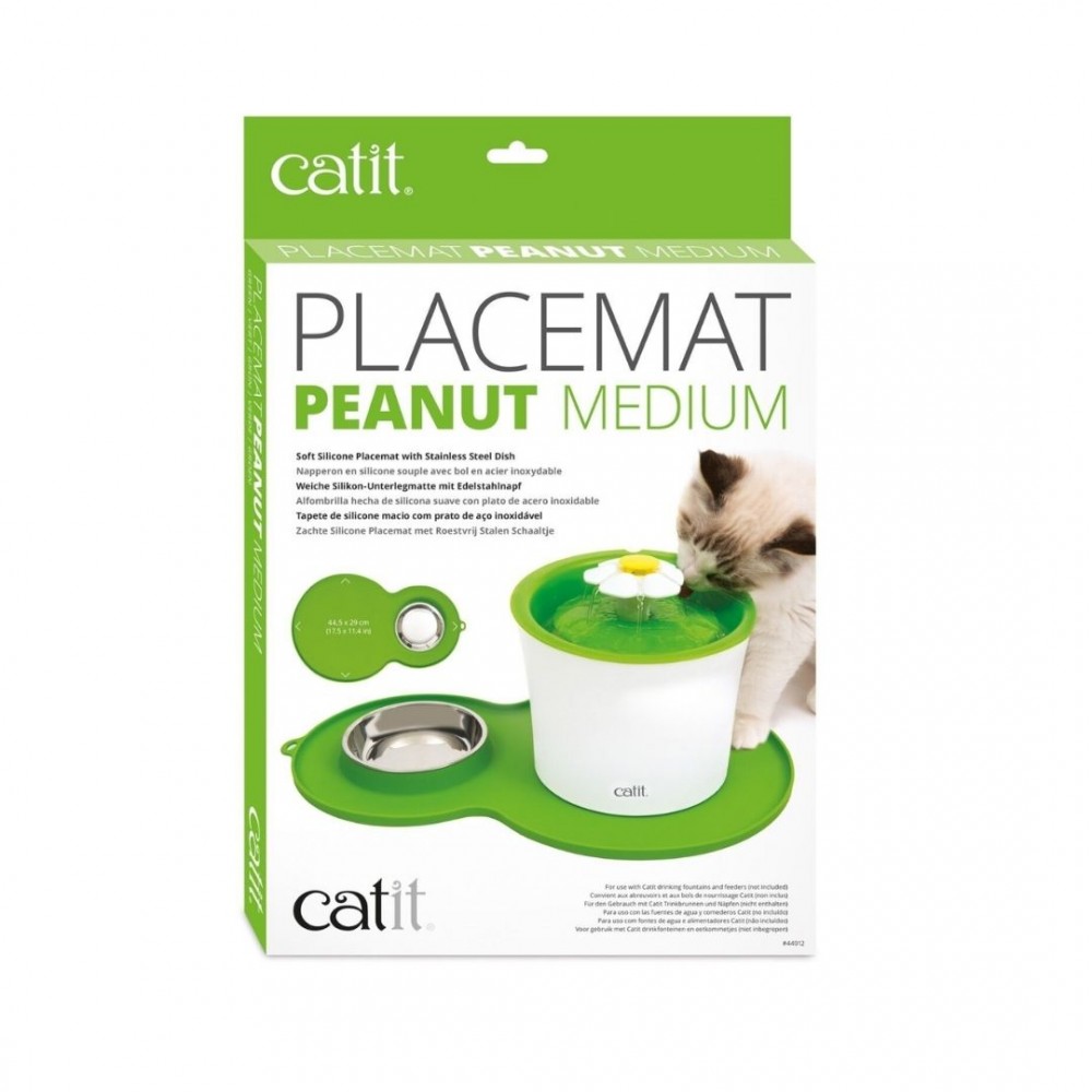 Catit 2.0 Placemat Peanut Green With Bowl Medium image 2