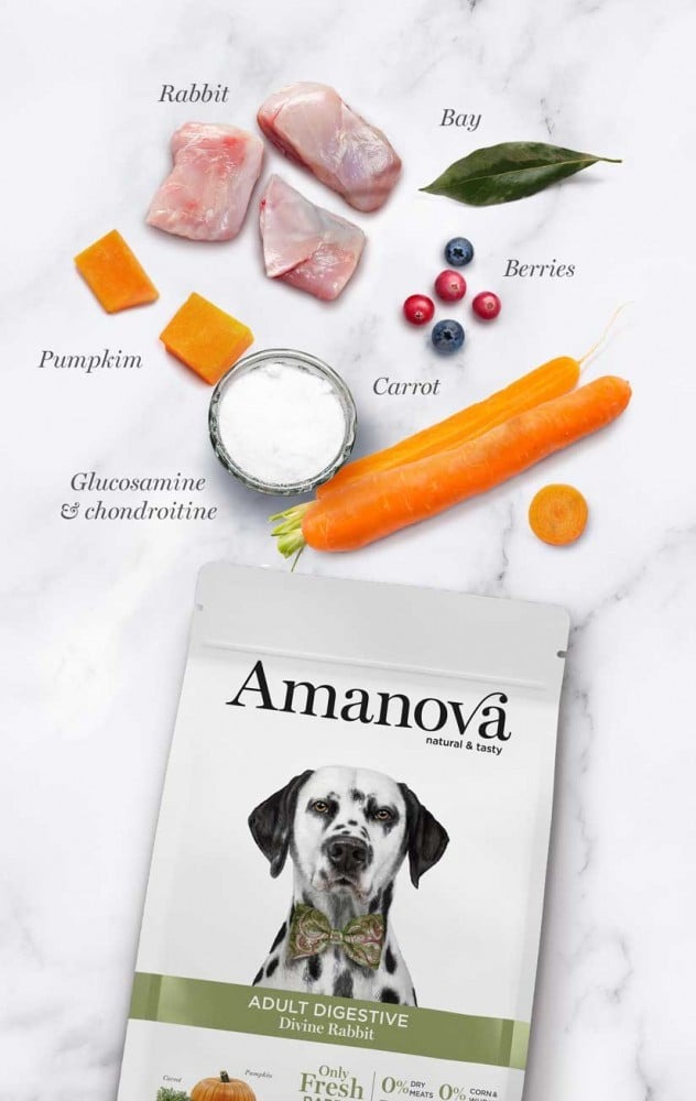 Amanova Dog 10kg Adult Digestive Divine Rabbit Dry Dog Food image 2