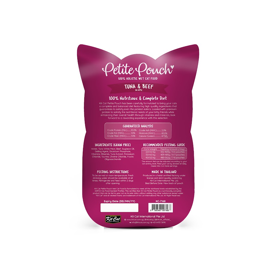 Kit Cat 70g Petite Pouch Complete & Balanced Tuna & Beef in Aspic Wet Cat Food image 2