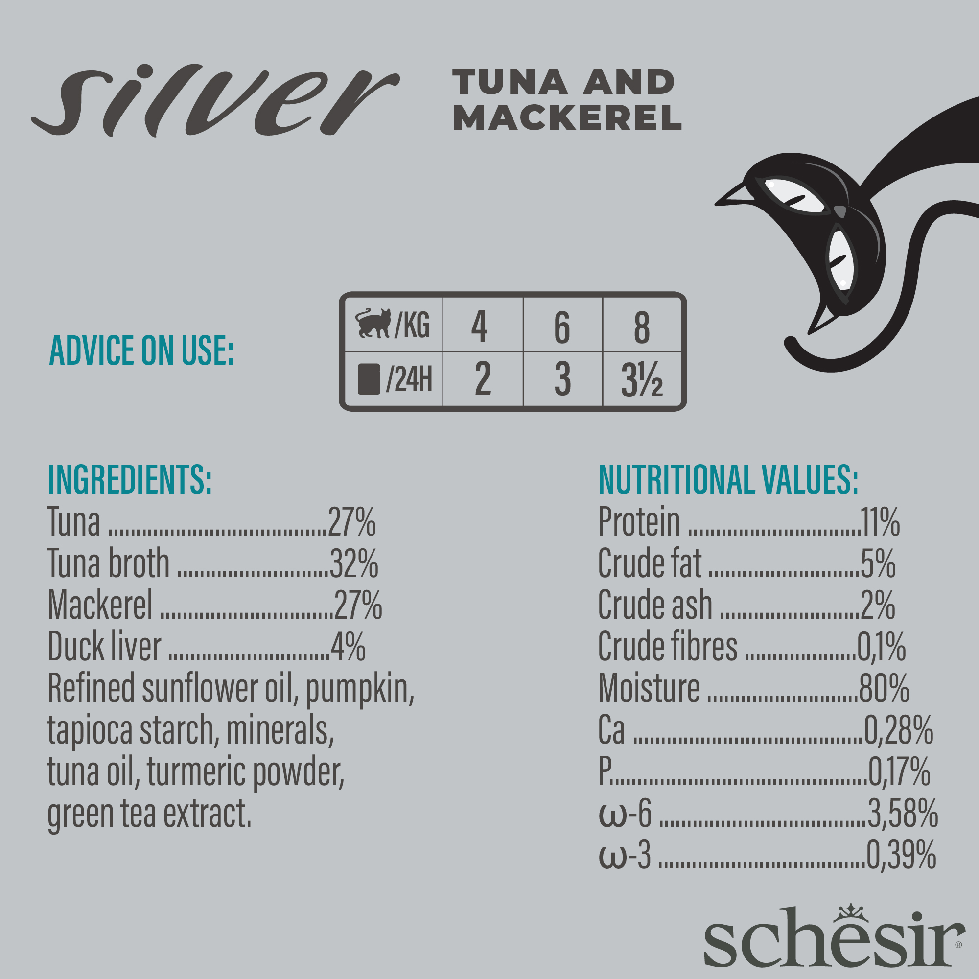 Schesir Cat Silver Wholefood Canned 70g Senior Tuna & Mackerel in Broth Wet Cat Food image 2