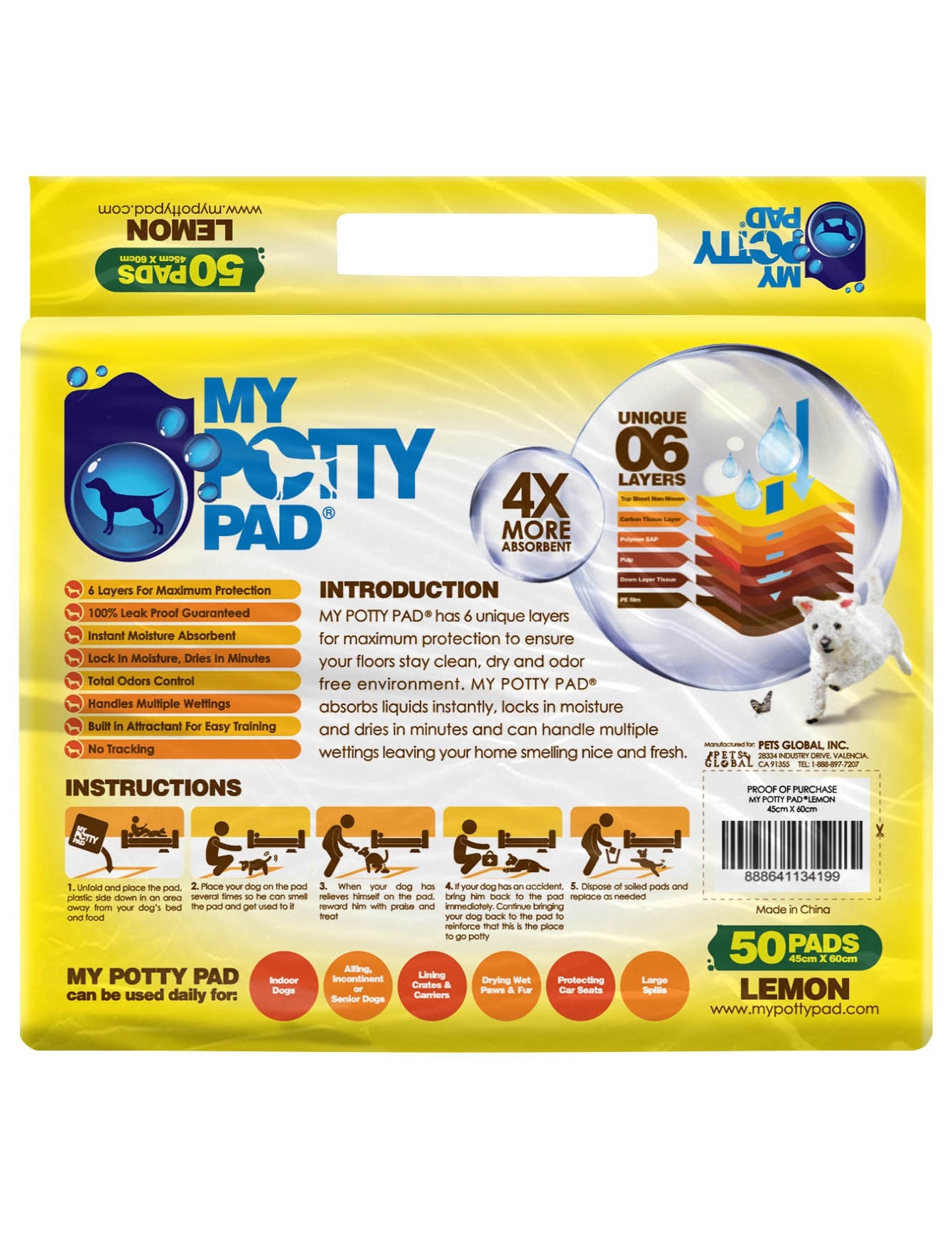 My Potty Pad Lemon Pee Pad For Dogs (S) 100pcs image 7