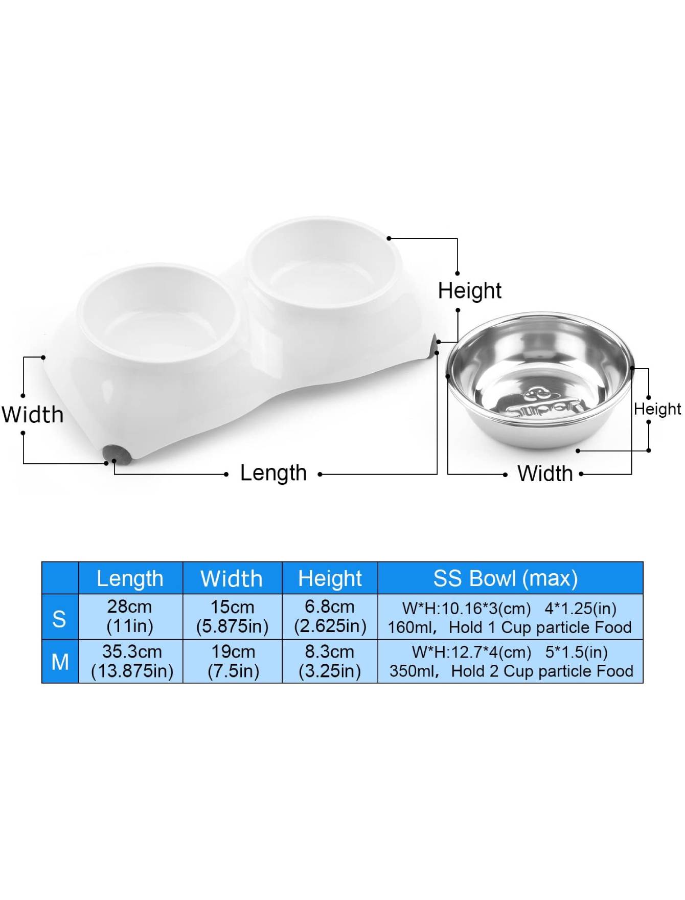 Super Design Light Blue Double Melamine Bowl for Dogs Small + Small image 7