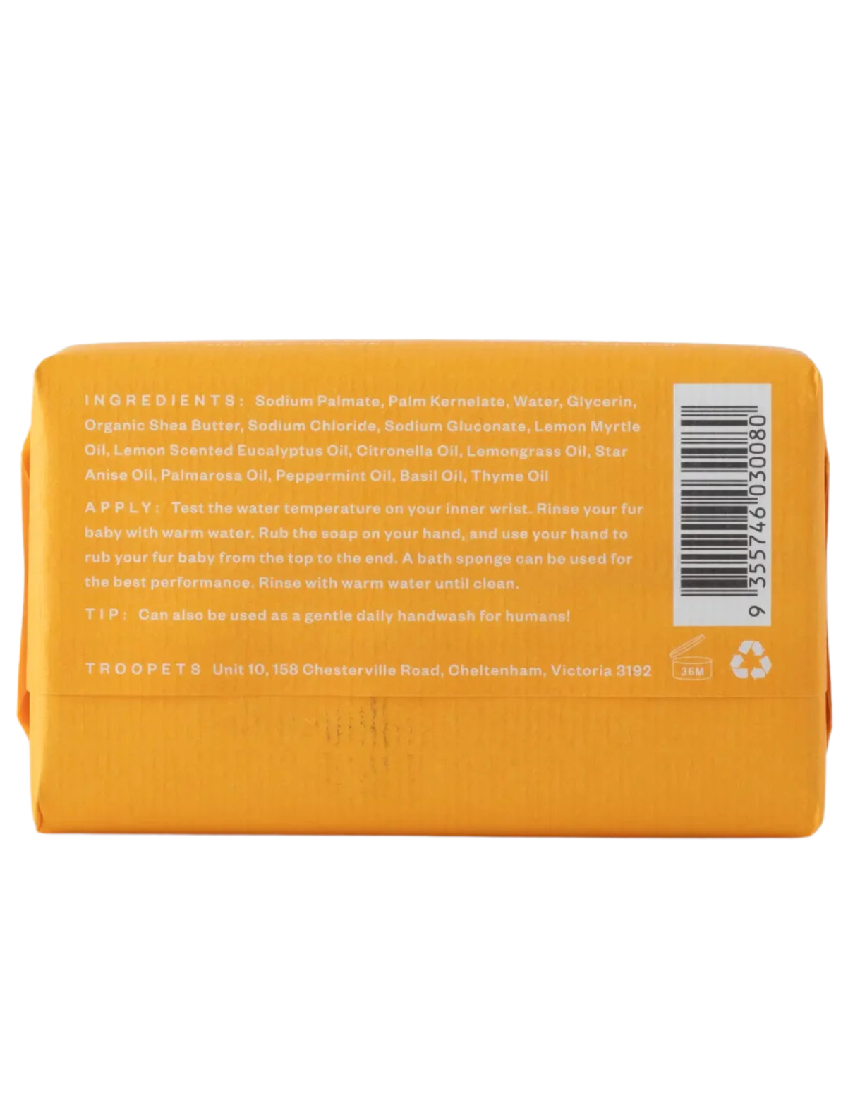Troopets 200g Relief Lemon Myrtle Bar Soap for Dogs image 2