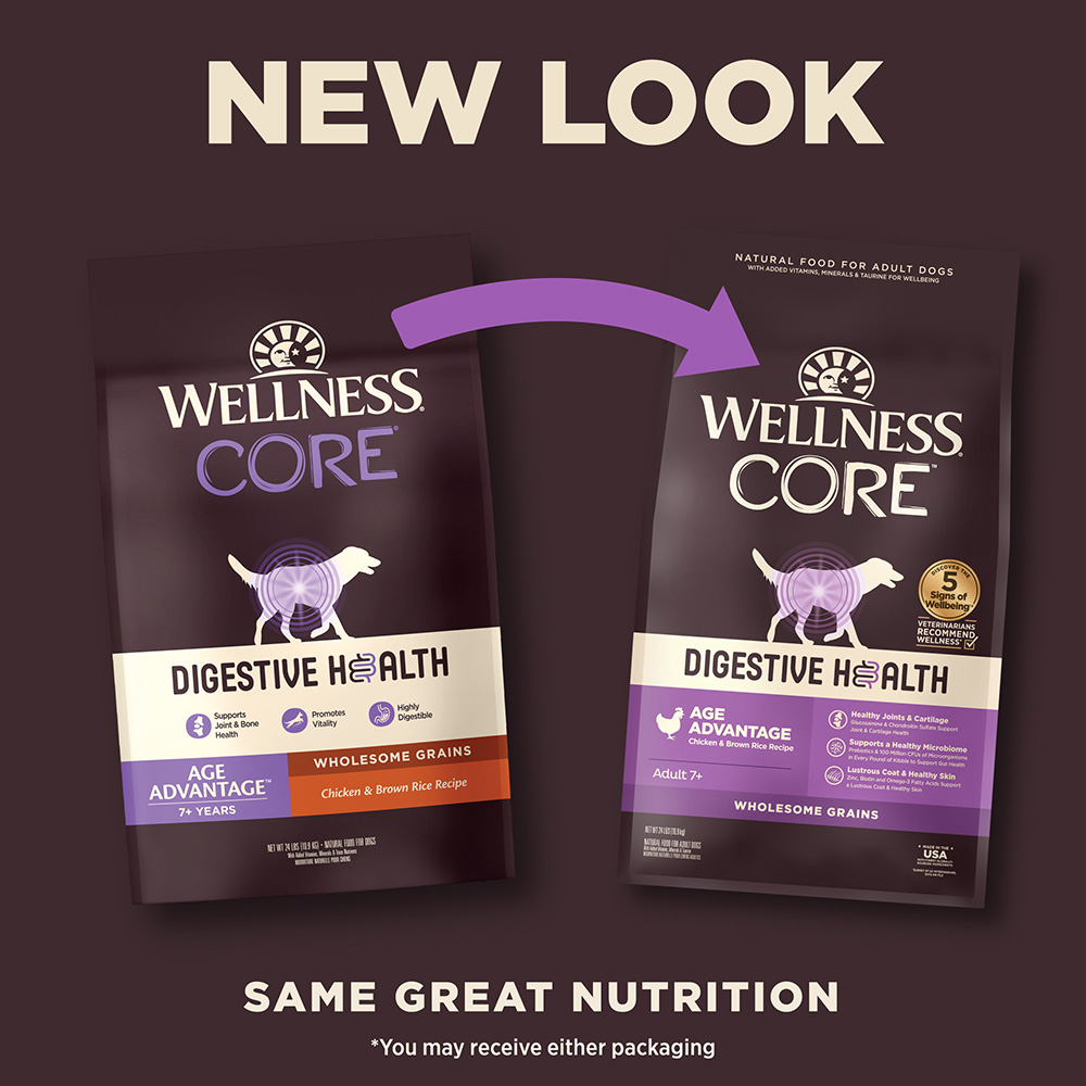 Wellness CORE Dog 1.8kg (4lb) Digestive Health Age Advantage Chicken & Brown Rice Dry Dog Food image 8