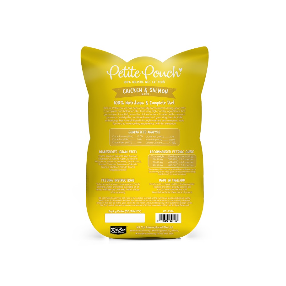 Kit Cat 70g Petite Pouch Complete & Balanced Chicken & Salmon in Aspic Wet Cat Food image 2