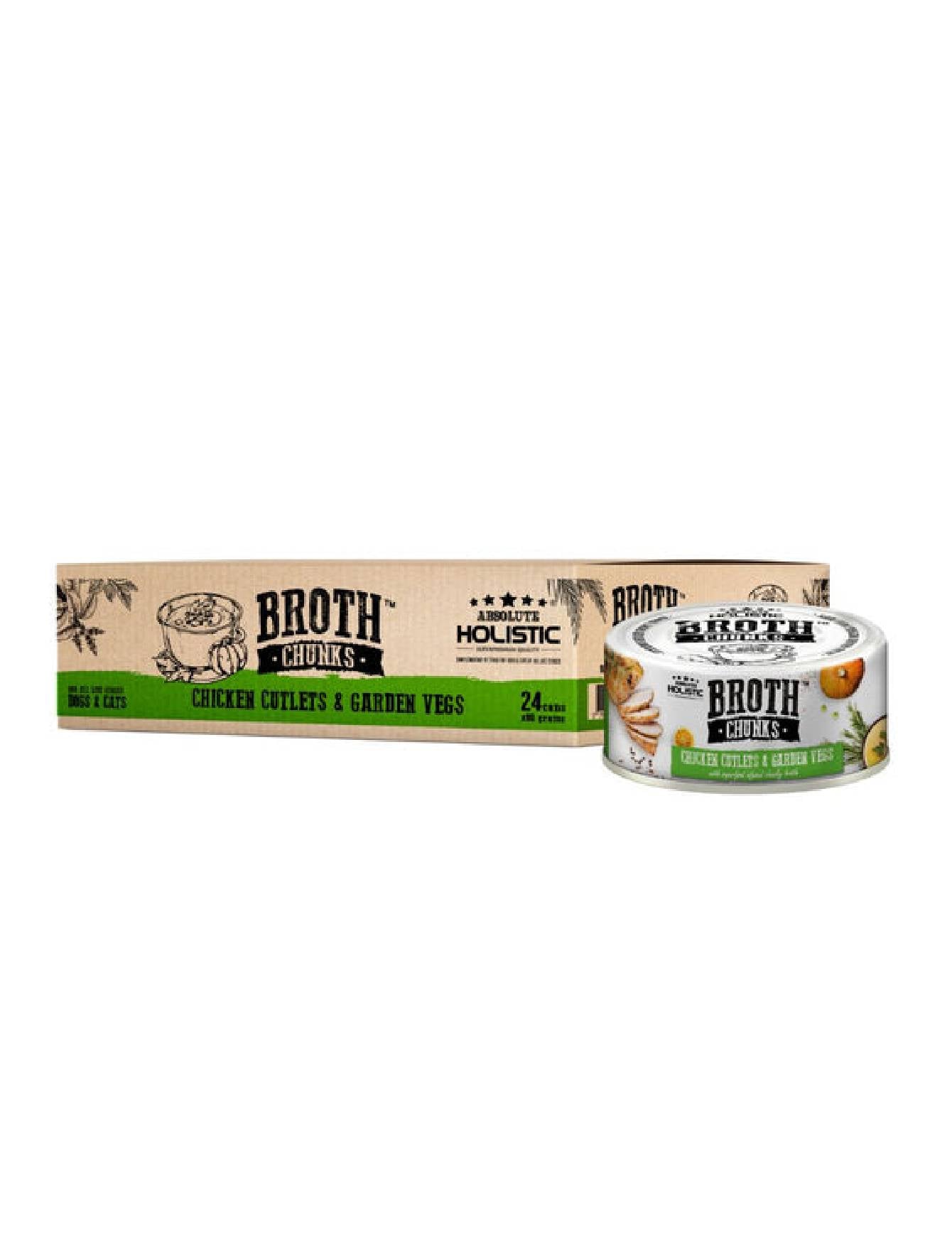 Absolute Holistic Broth Chunks Chicken Cutlets & Garden Vegs Wet Cat & Dog Food 80G image 5