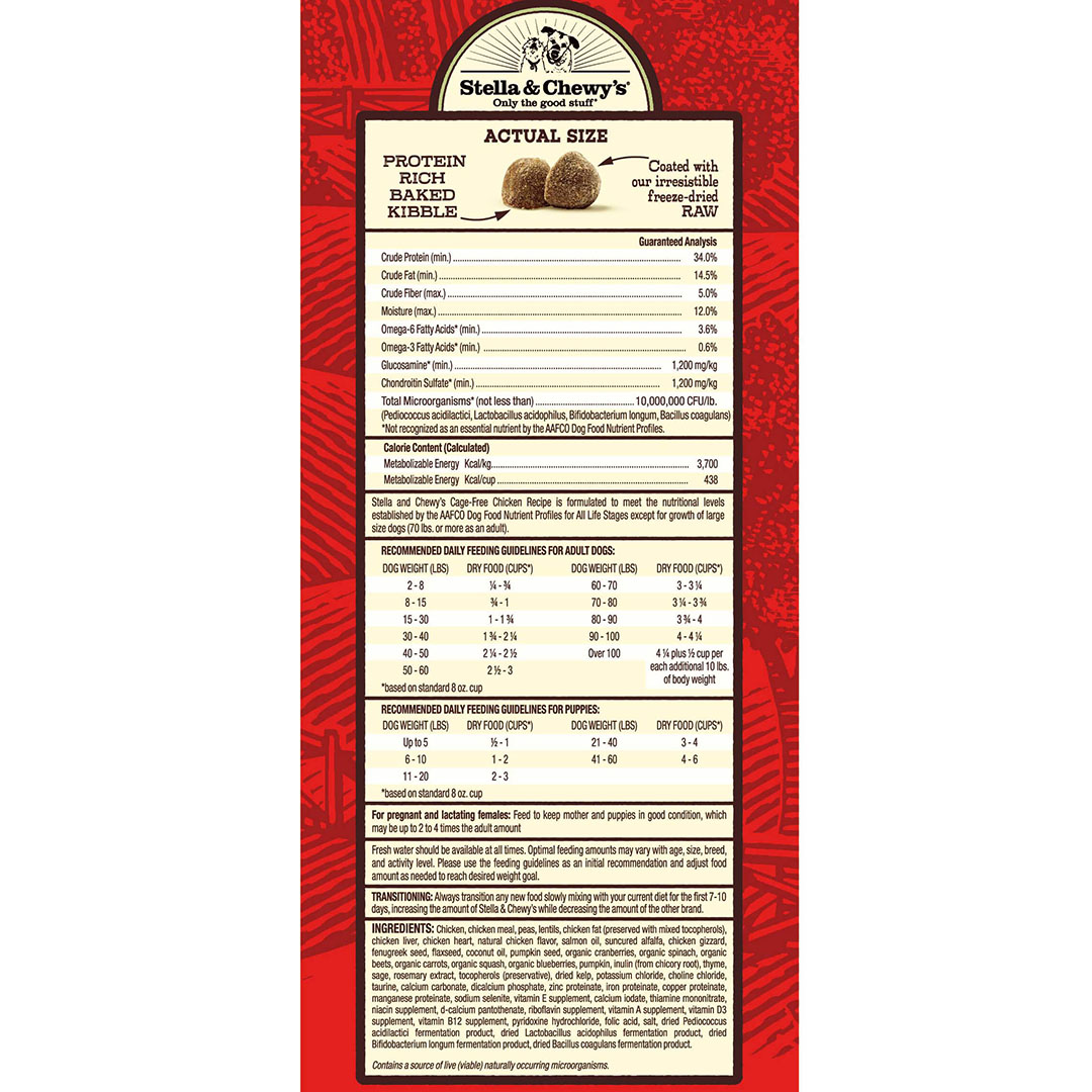 Stella & Chewy's Raw Coated Kibble 22lb (10kg) Chicken Dry Dog Food image 2