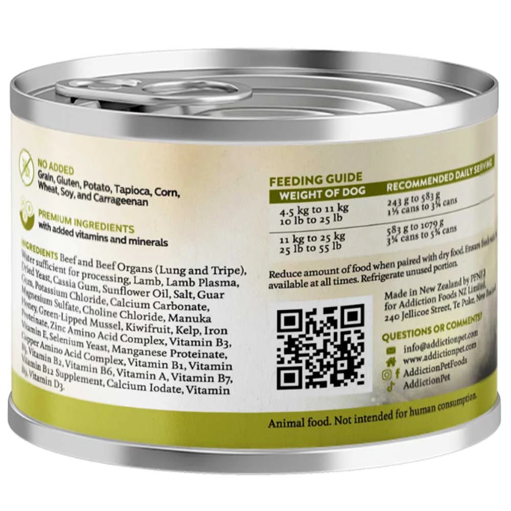 Addiction Dog Wild Islands 185g Highland Beef & Lamb Grain Free Wet Canned Dog Food image 2