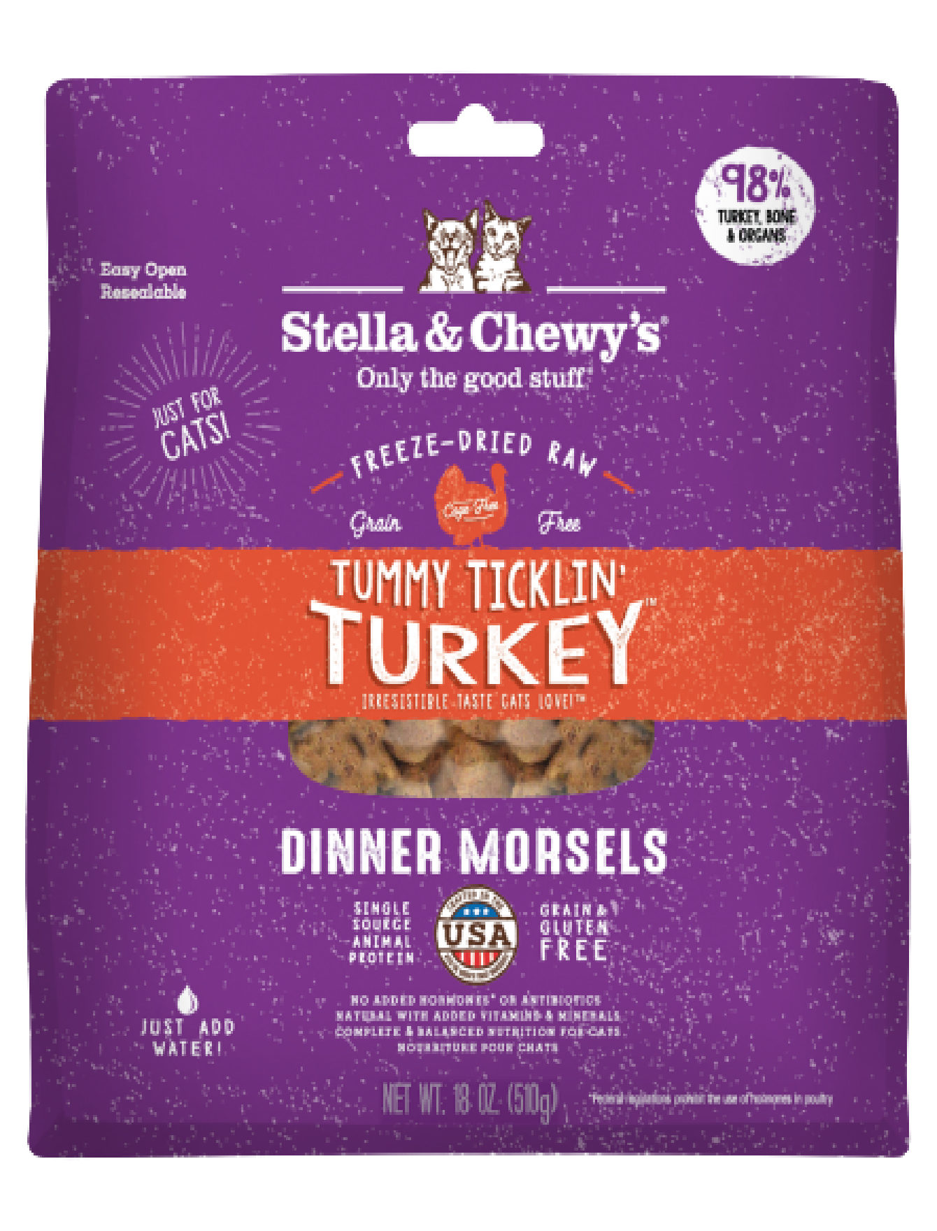 Stella & Chewy's Freeze Dried Cat Dinner Morsels 510g Tummy Tucklin Turkey Dry Cat Food image 3