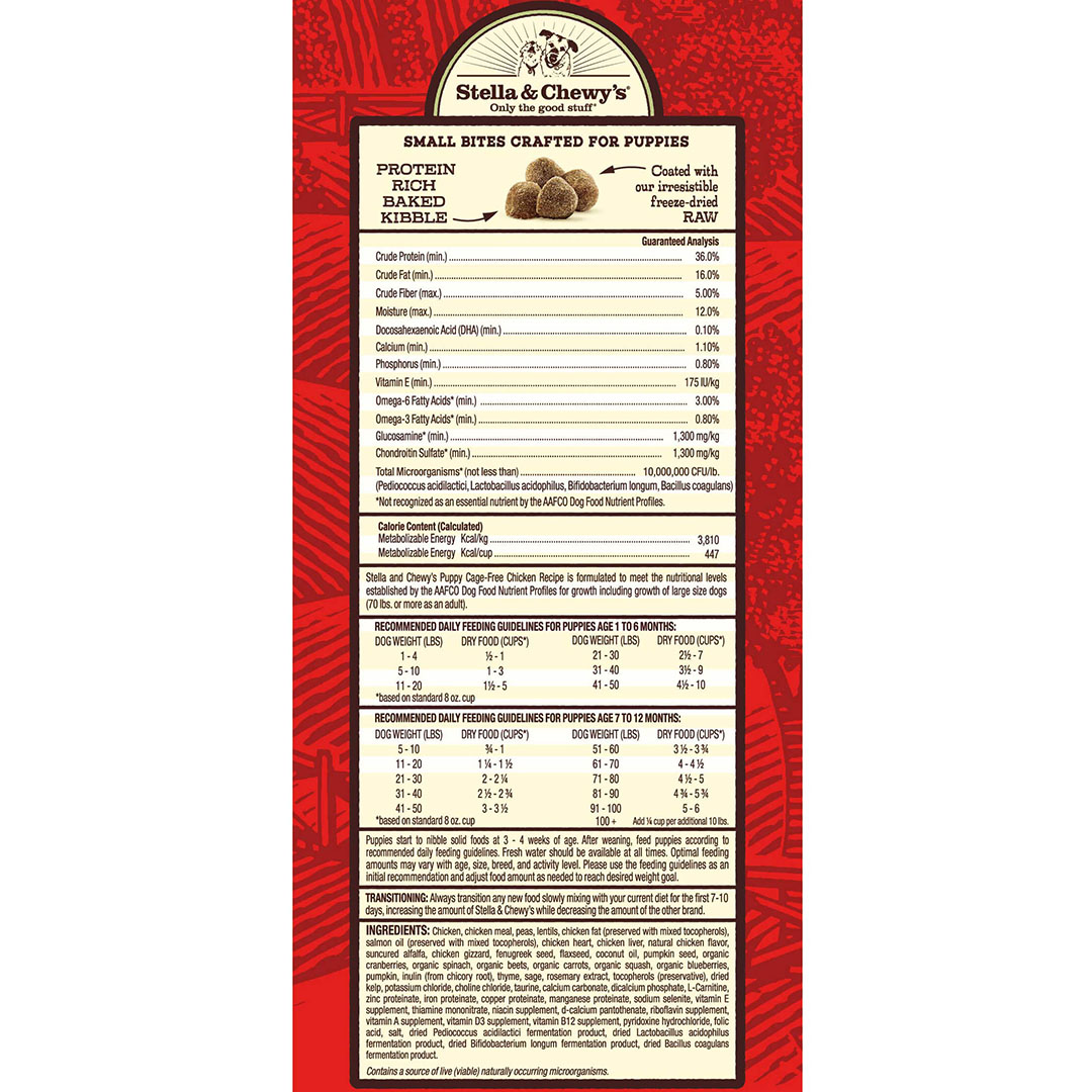 Stella & Chewy's Raw Coated Kibble 22lb (10kg) Puppy Chicken Dry Dog Food image 3