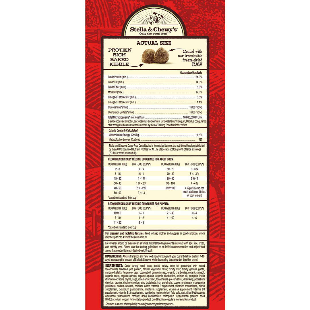 Stella & Chewy's Raw Coated Kibble 22lb (10kg) Duck Dry Dog Food (EXP: 27 Oct 2026) image 2