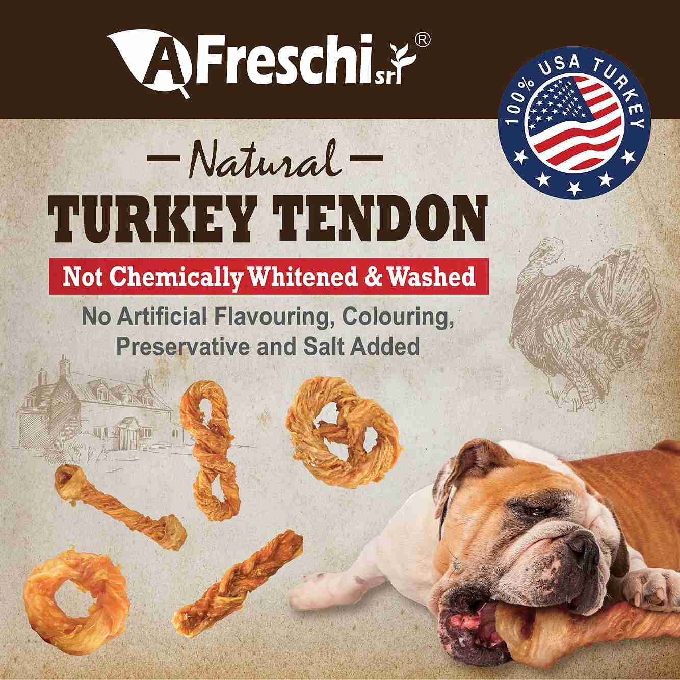 AFreschi Dog 120g Soft Turkey Tendon Strip - Pumpkin Dog Treats image 10
