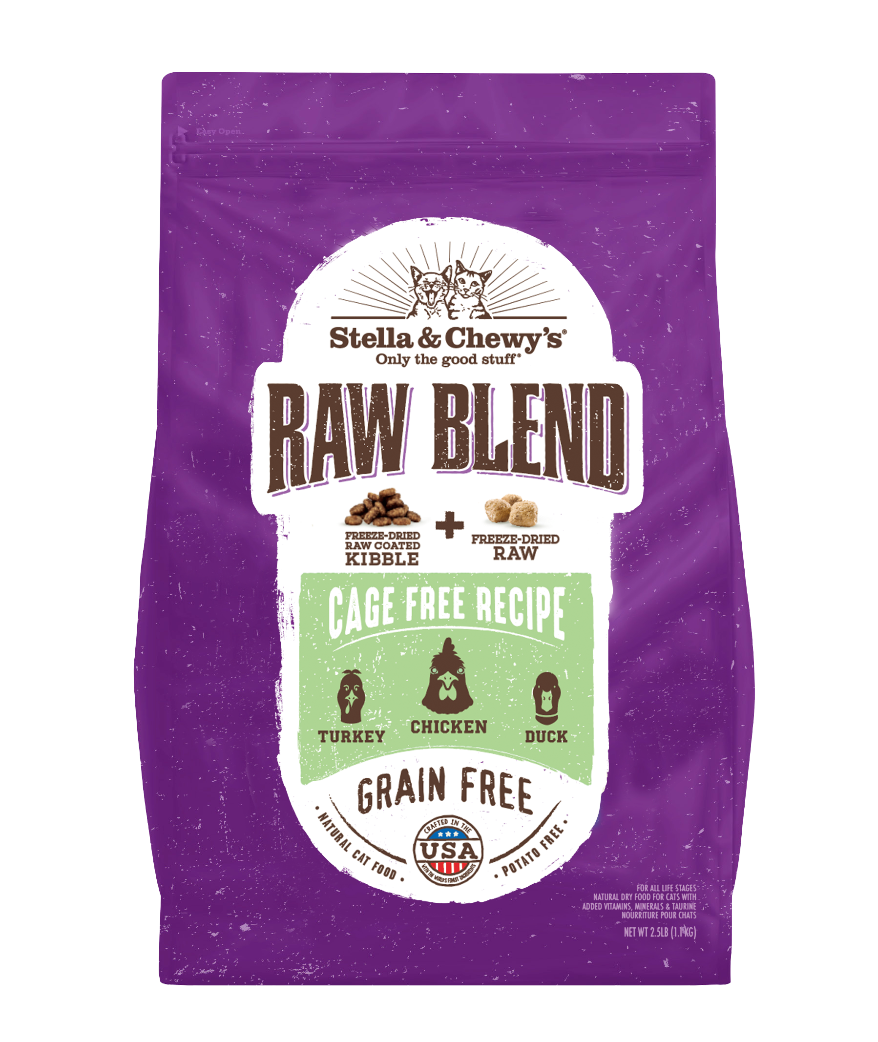 Stella & Chewy's Cat Raw Blend Kibbles 5lb (2.2kg) Cage Free Recipe Turkey, Chicken and Duck Dry Cat Food image 2