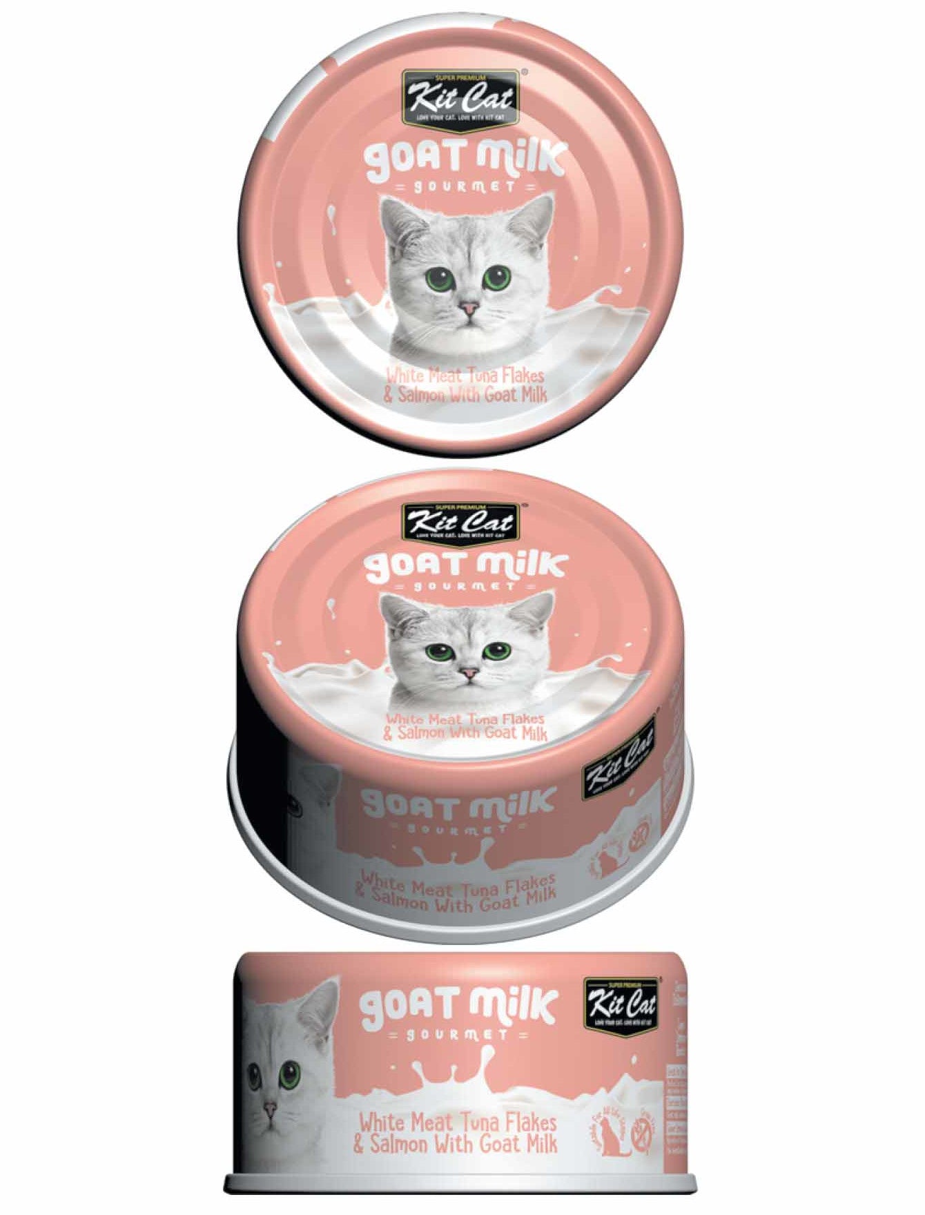 Kit Cat 70g Goat Milk Gourmet White Meat Tuna Flakes & Salmon With Goat Milk Wet Cat Food image 2