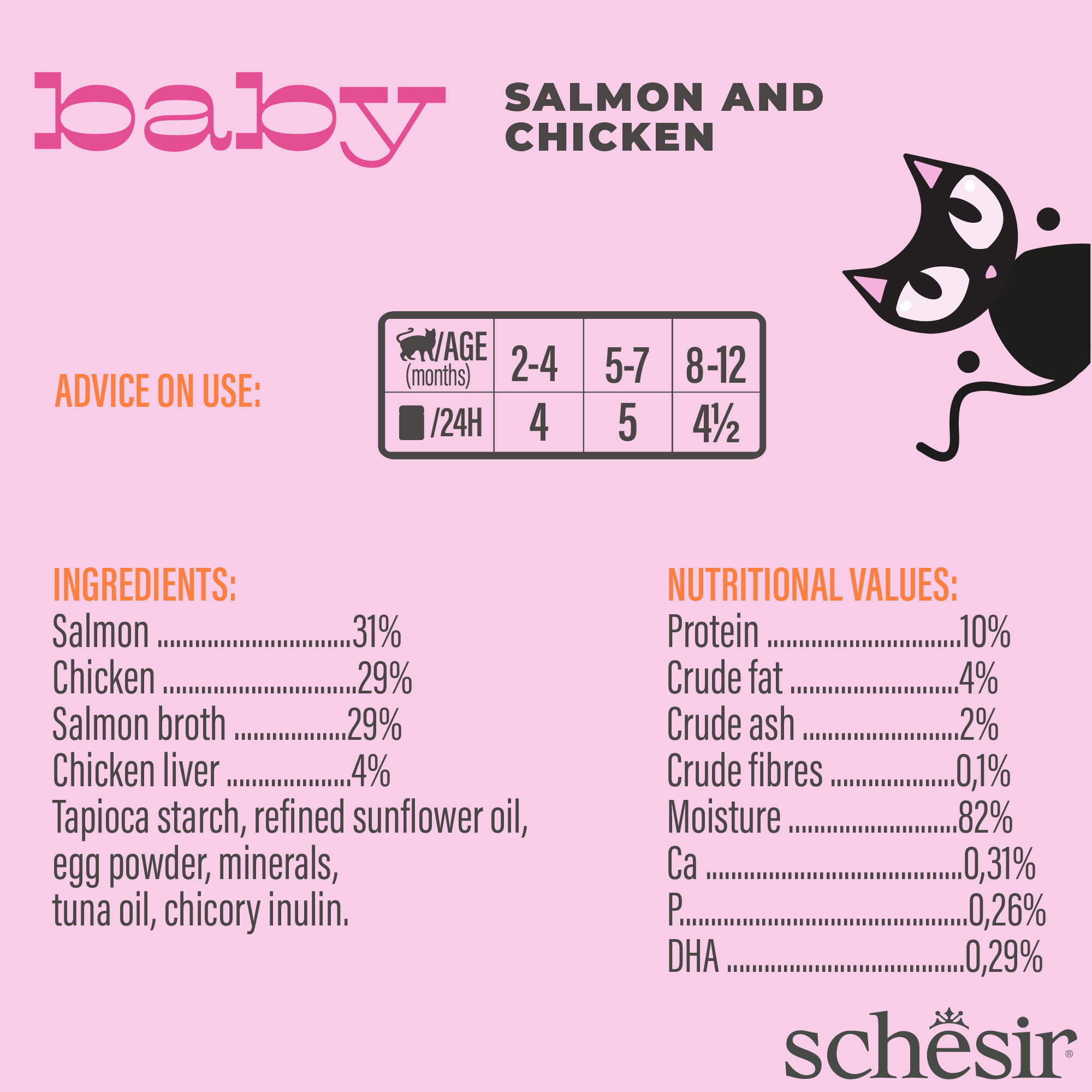 Schesir Cat Baby Velvet Mousse 70g Salmon and Chicken Wet Cat Food image 2