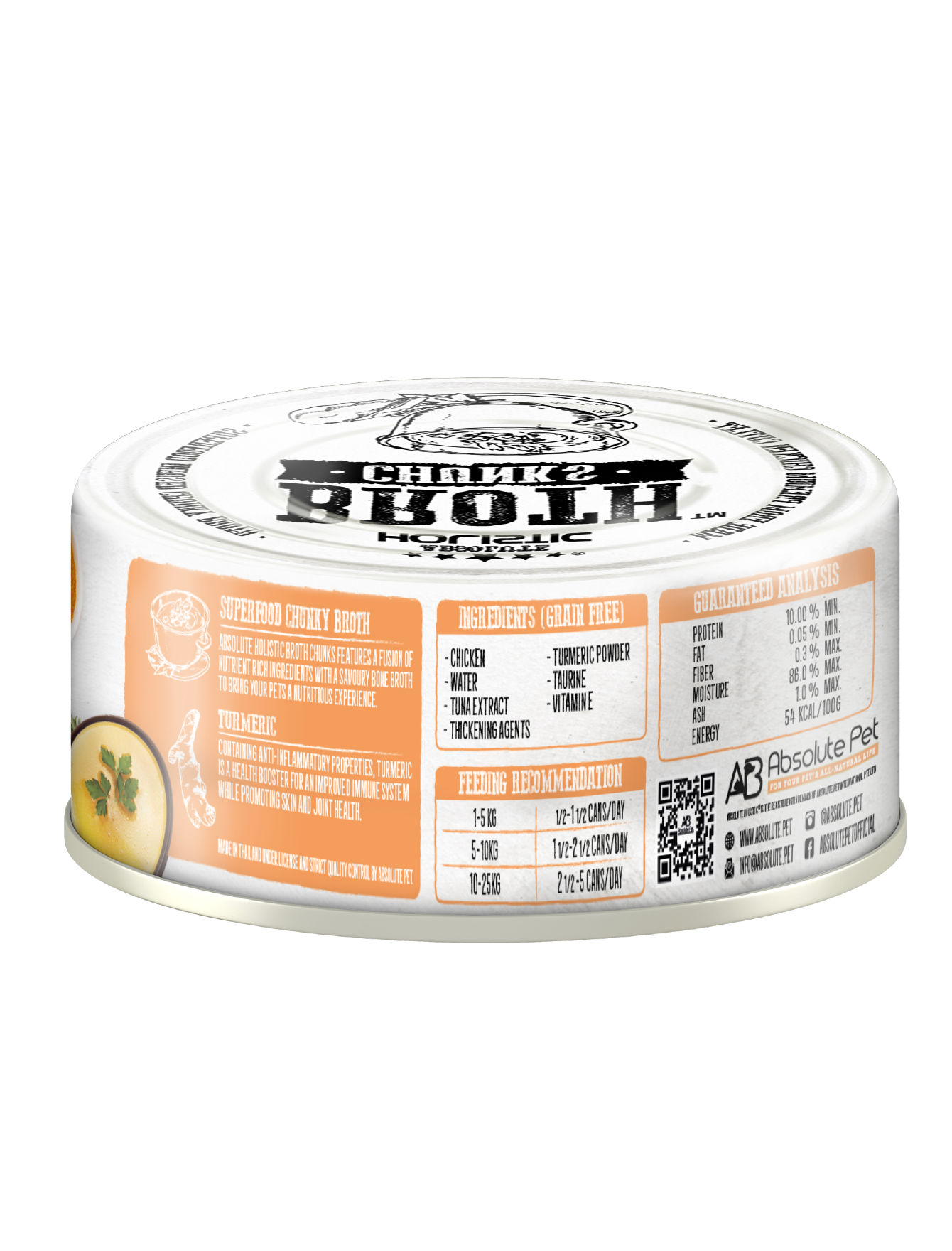 Absolute Holistic Broth Chunks Chicken Cutlets & Turmeric Wet Cat & Dog Food 80G image 2