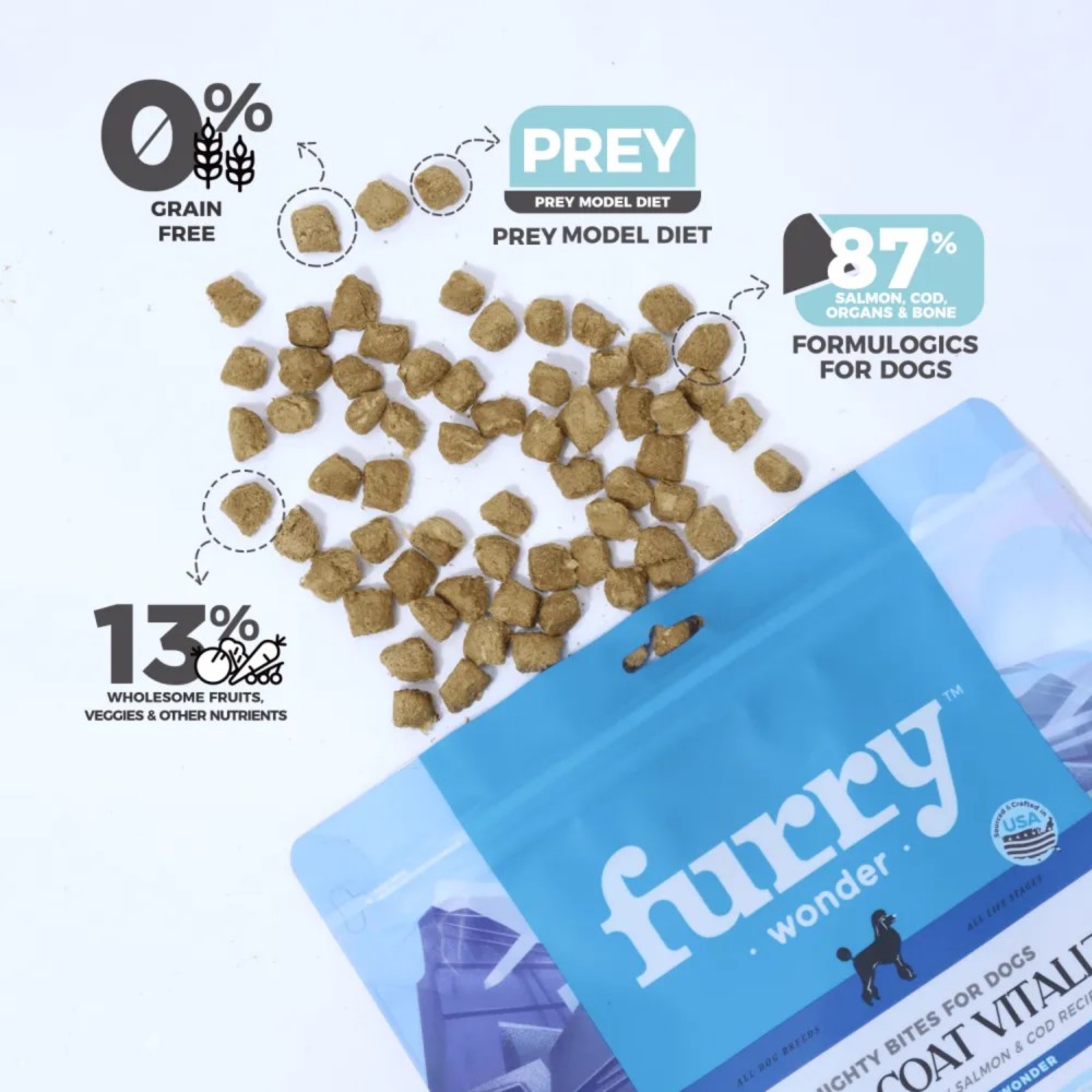 Furry Wonder Dog 453g (16oz) SKIN & COAT VITALIZE Freeze-dried Raw Salmon & Cod Recipe For Dogs image 9