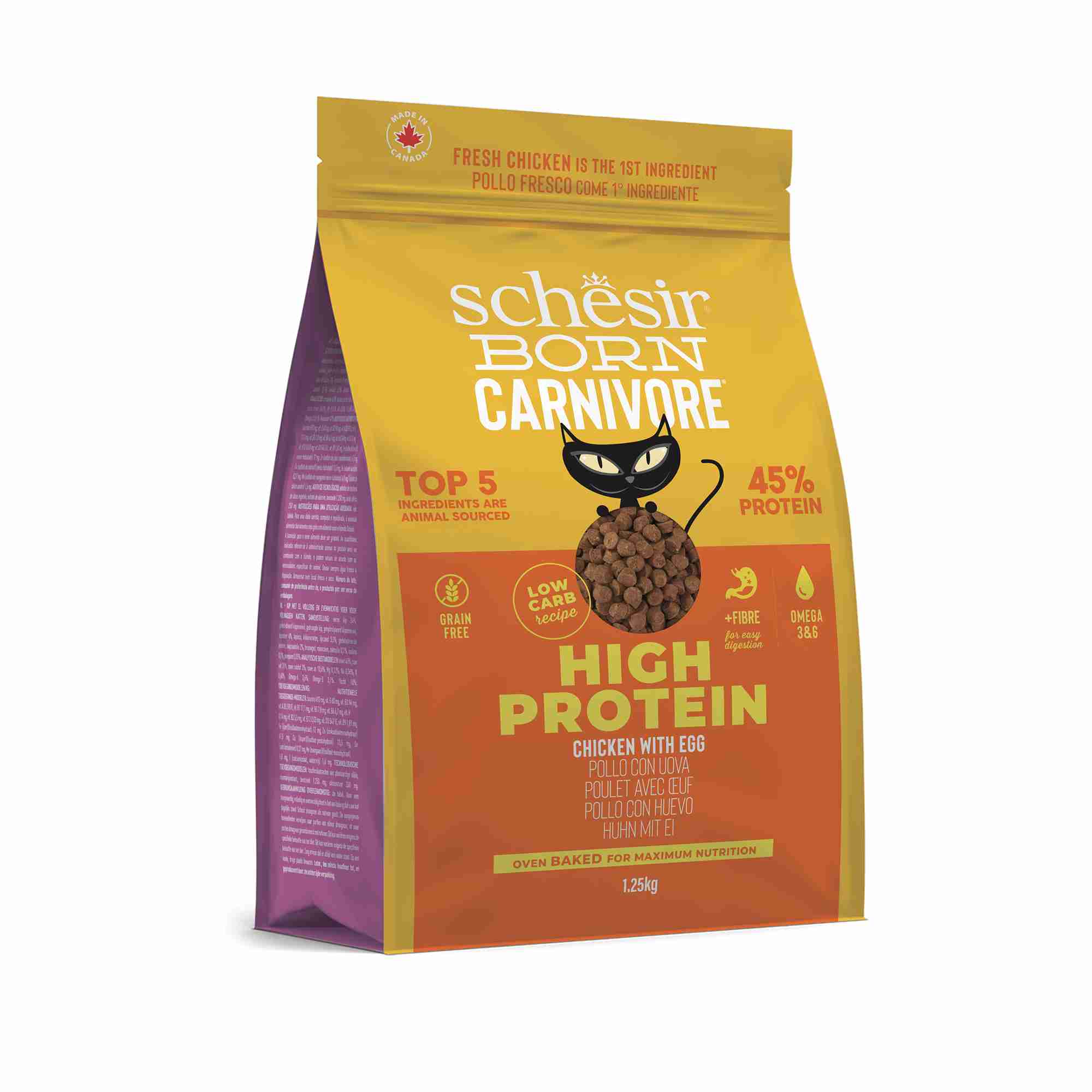 Schesir Cat 1.25kg Born Carnivore Chicken with Egg Baked Dry Recipe Dry Cat Food image 2