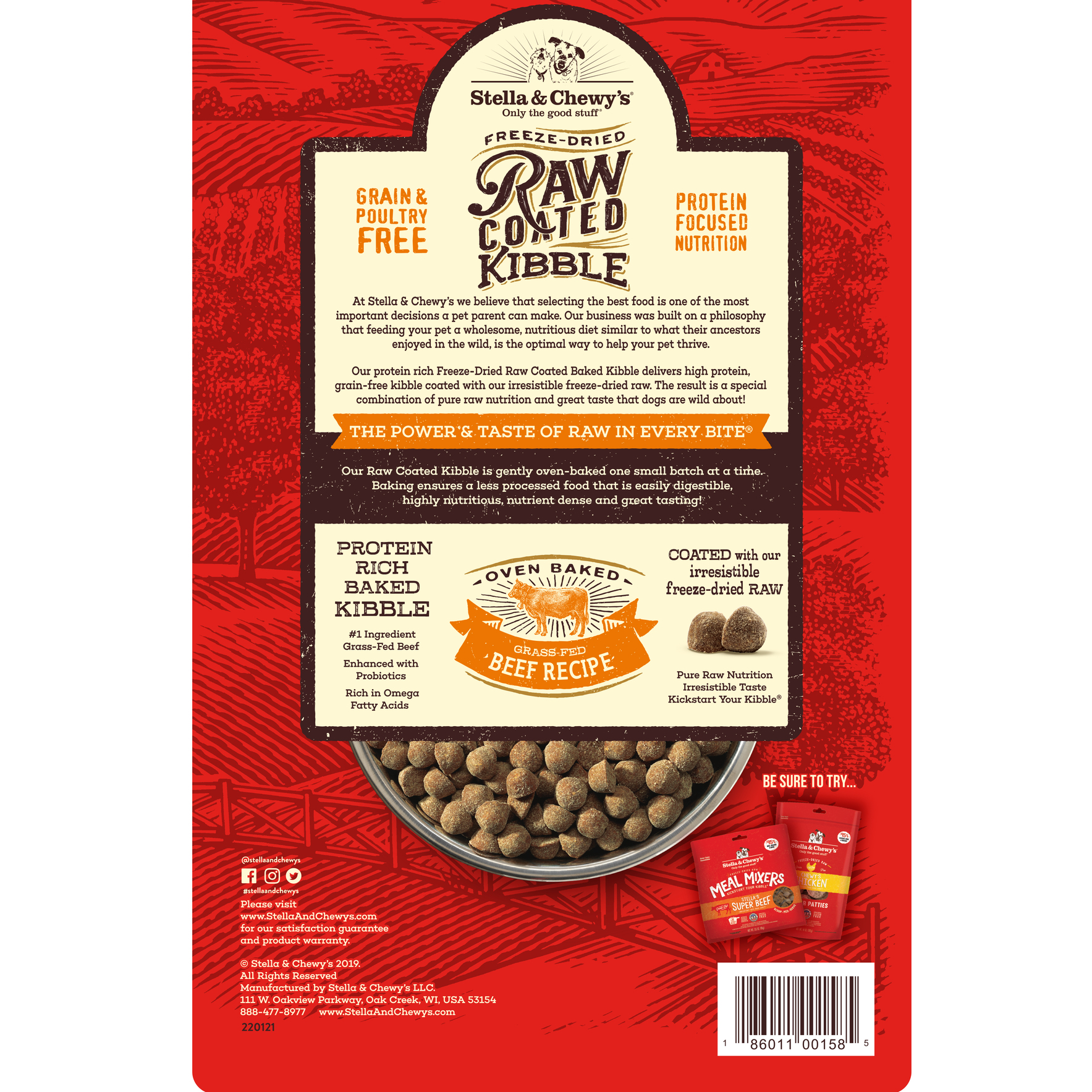 Stella & Chewy's Raw Coated Kibble 3.5lb (1.6kg) Beef Dry Dog Food image 2