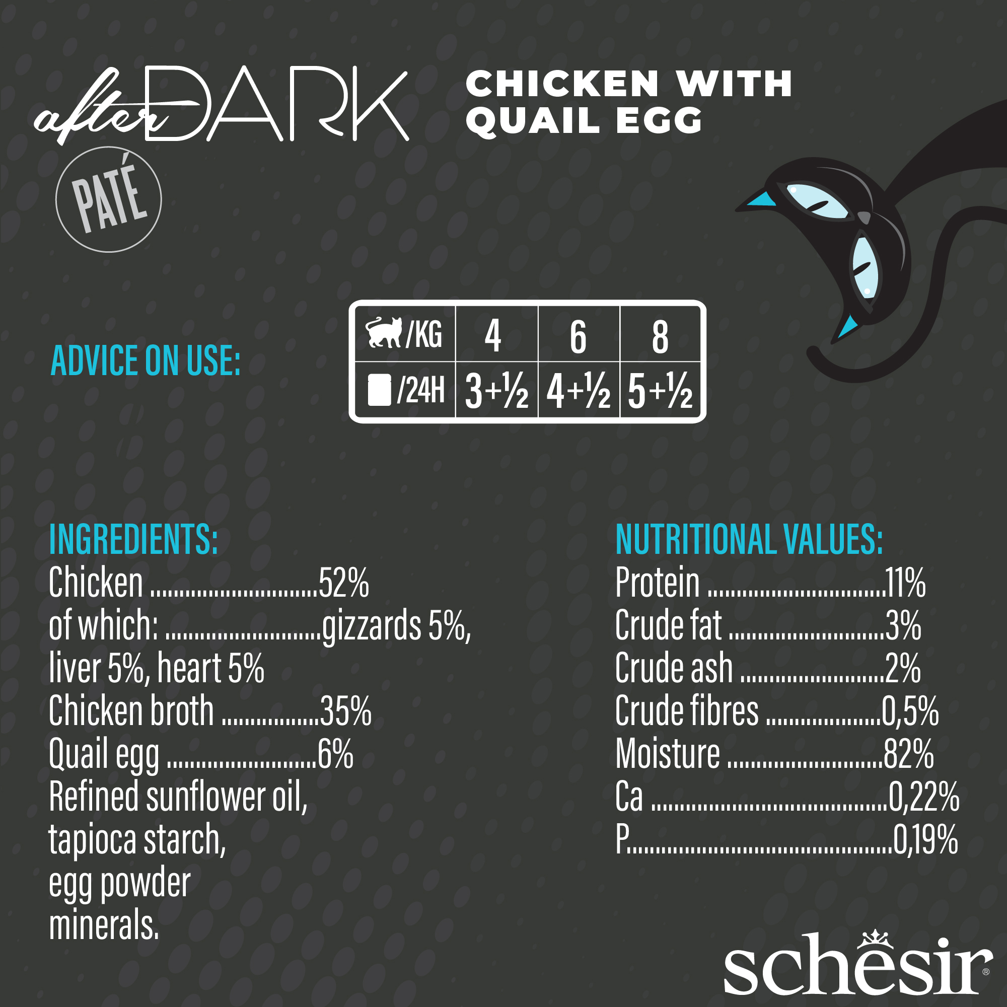 Schesir Cat After Dark Pate Canned 80g Chicken with Quail Egg Wet Cat Food image 2