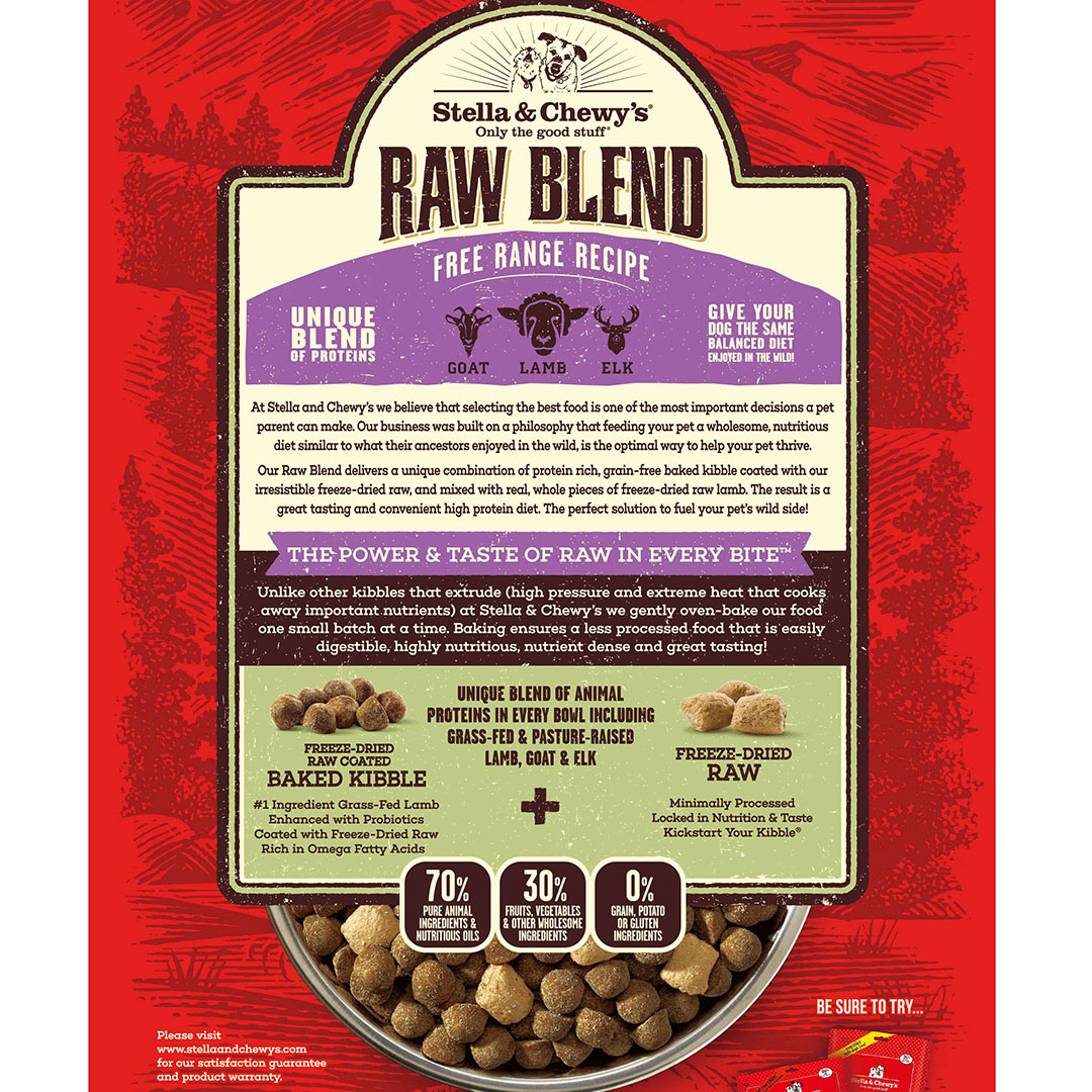 Stella & Chewy's Raw Blend Baked Kibble 22lb (10kg) Goat, Lamb & Elk Dry Dog Food image 3