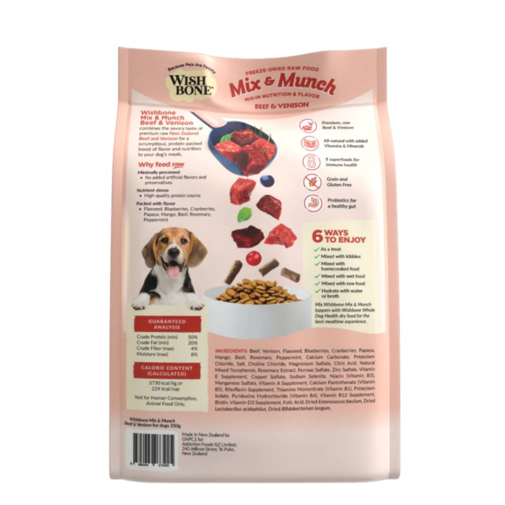 Wishbone Dog 350g Mix & Munch Beef & Venison Grain-Free Freeze-Dried Raw Food Dog Food Topper image 5