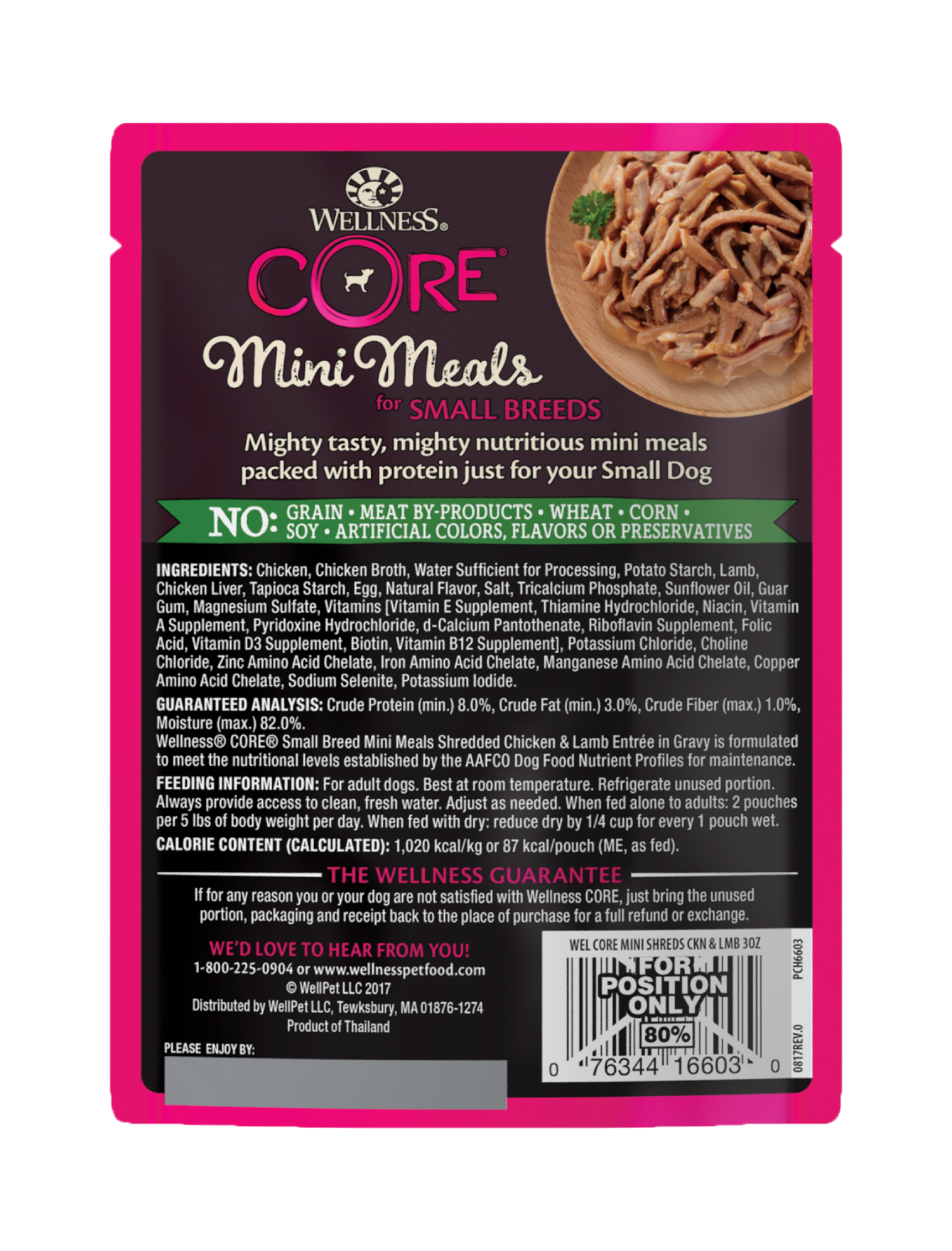 Wellness CORE Small Breed Mini Meals - Shredded Chicken & Lamb Wet Dog Food 85g image 2