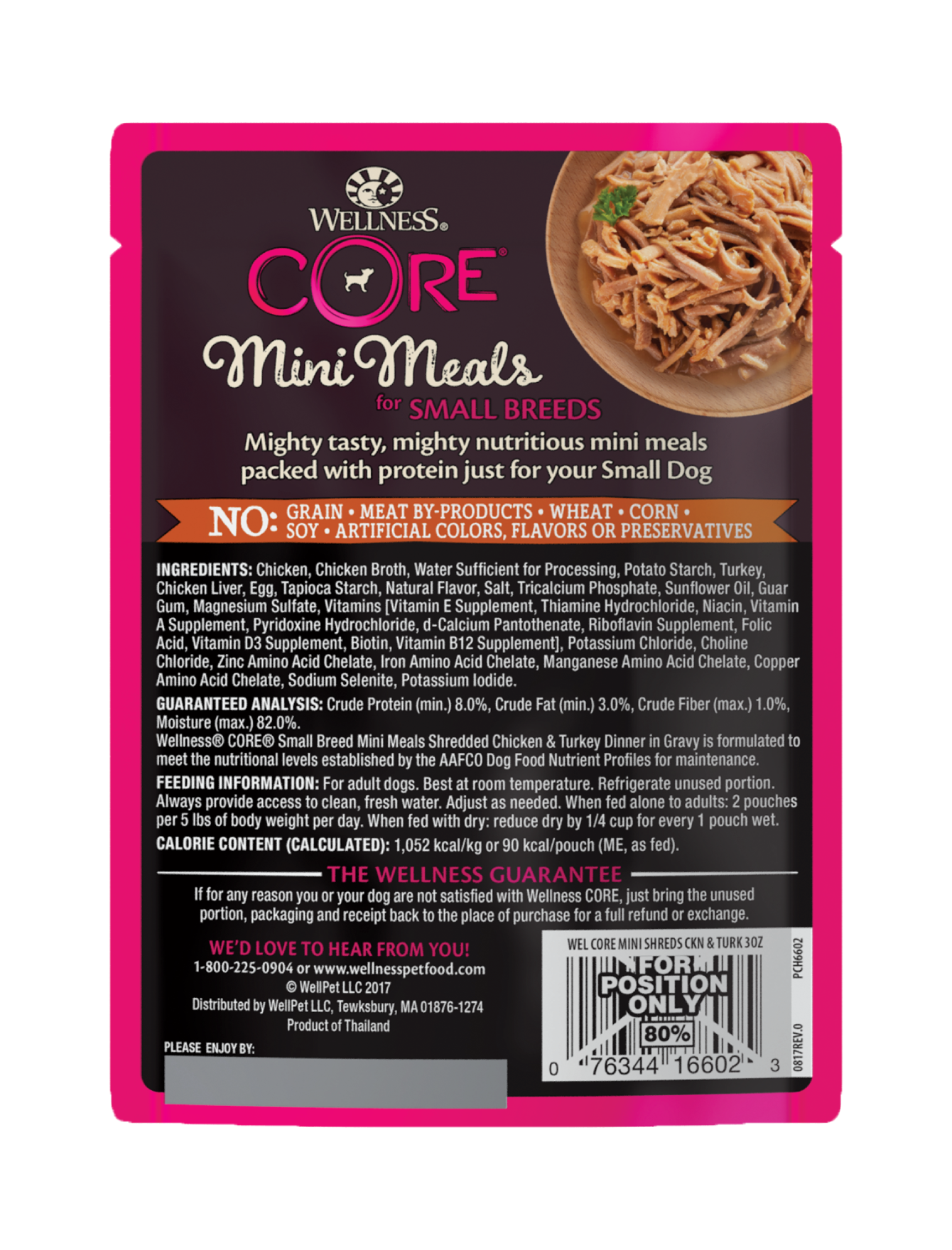 Wellness CORE Small Breed Mini Meals - Shredded Chicken & Turkey Wet Dog Food 85g image 3