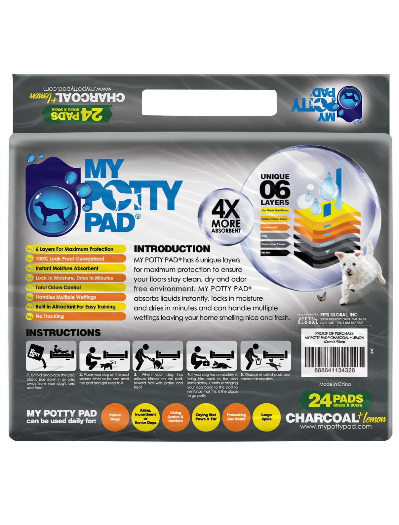 My Potty Pad Charcoal and Lemon Pee Pad For Dogs S | 100 pcs image 9