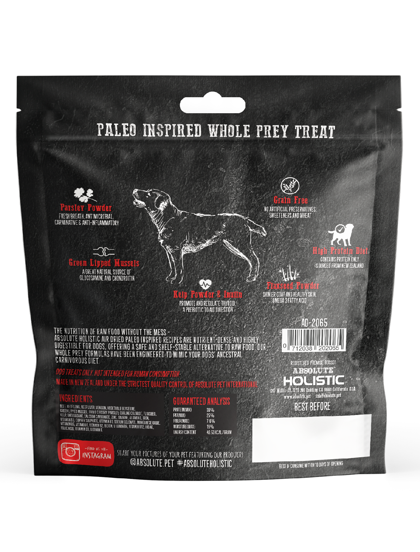 Absolute Holistic Air Dried 100g Dog Treat Red Meat image 2