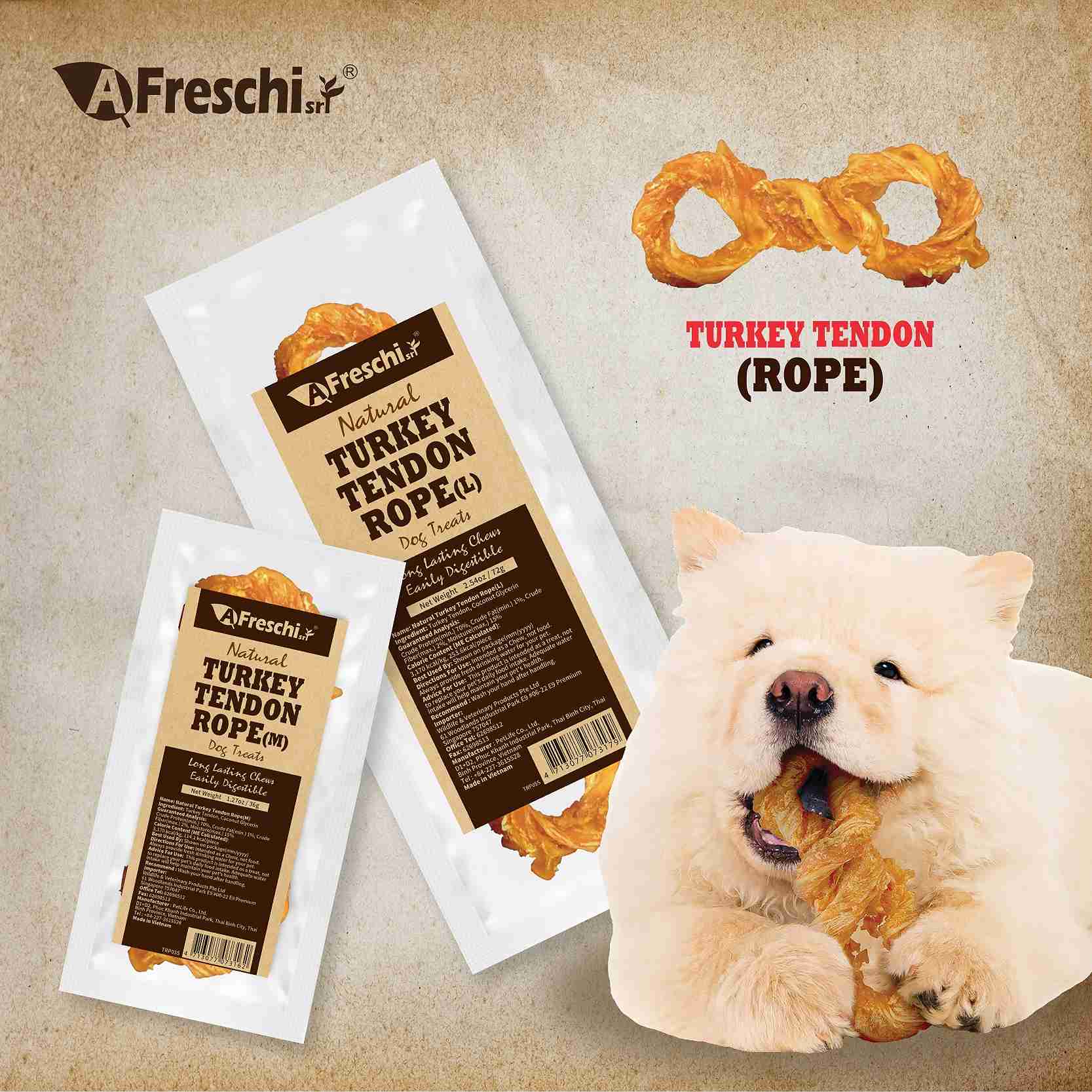AFreschi Dog 120g Soft Turkey Tendon Strip - Pumpkin Dog Treats image 9