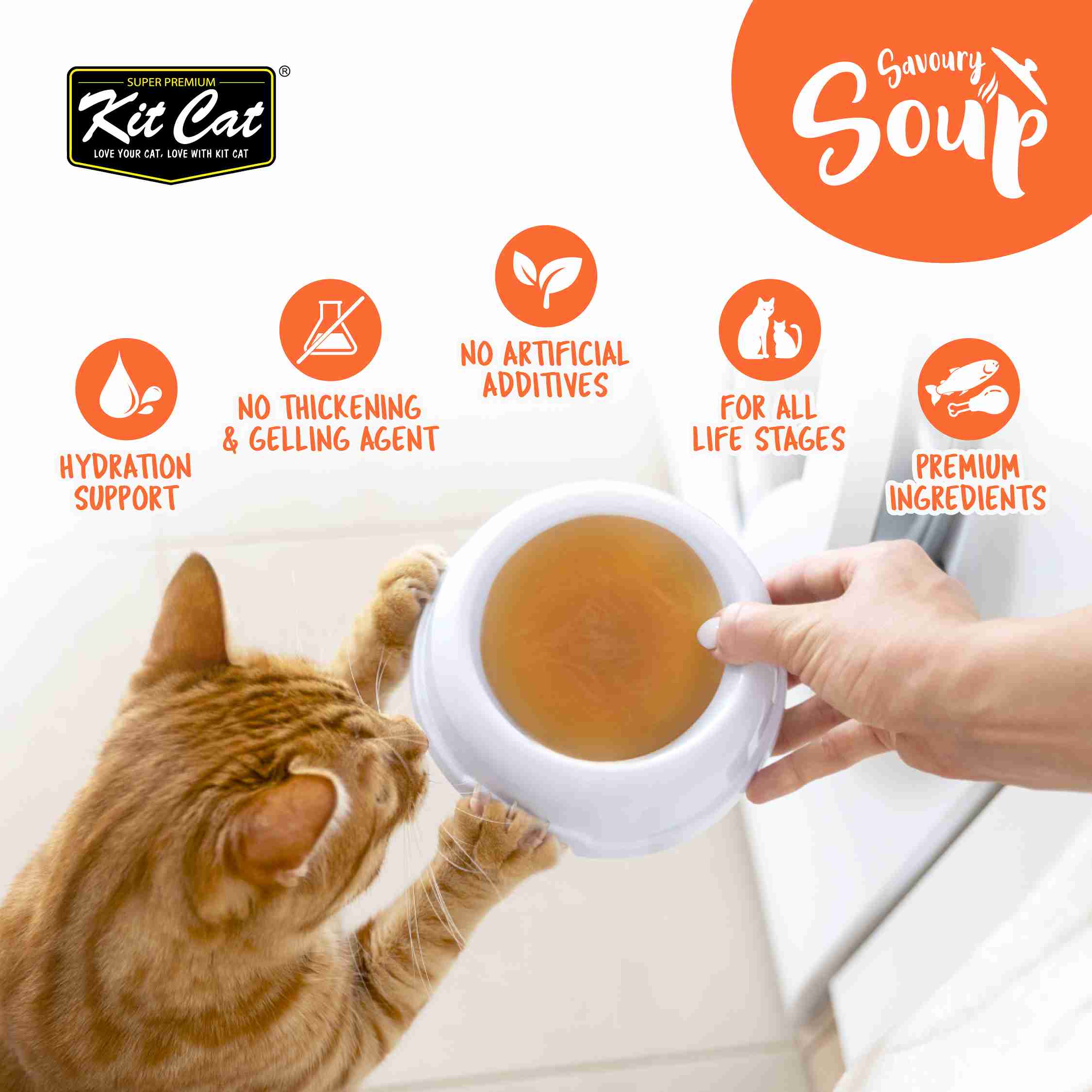 Kit Cat Savoury Soup 50gX6 Pouches Salmon Wet Cat Food image 2