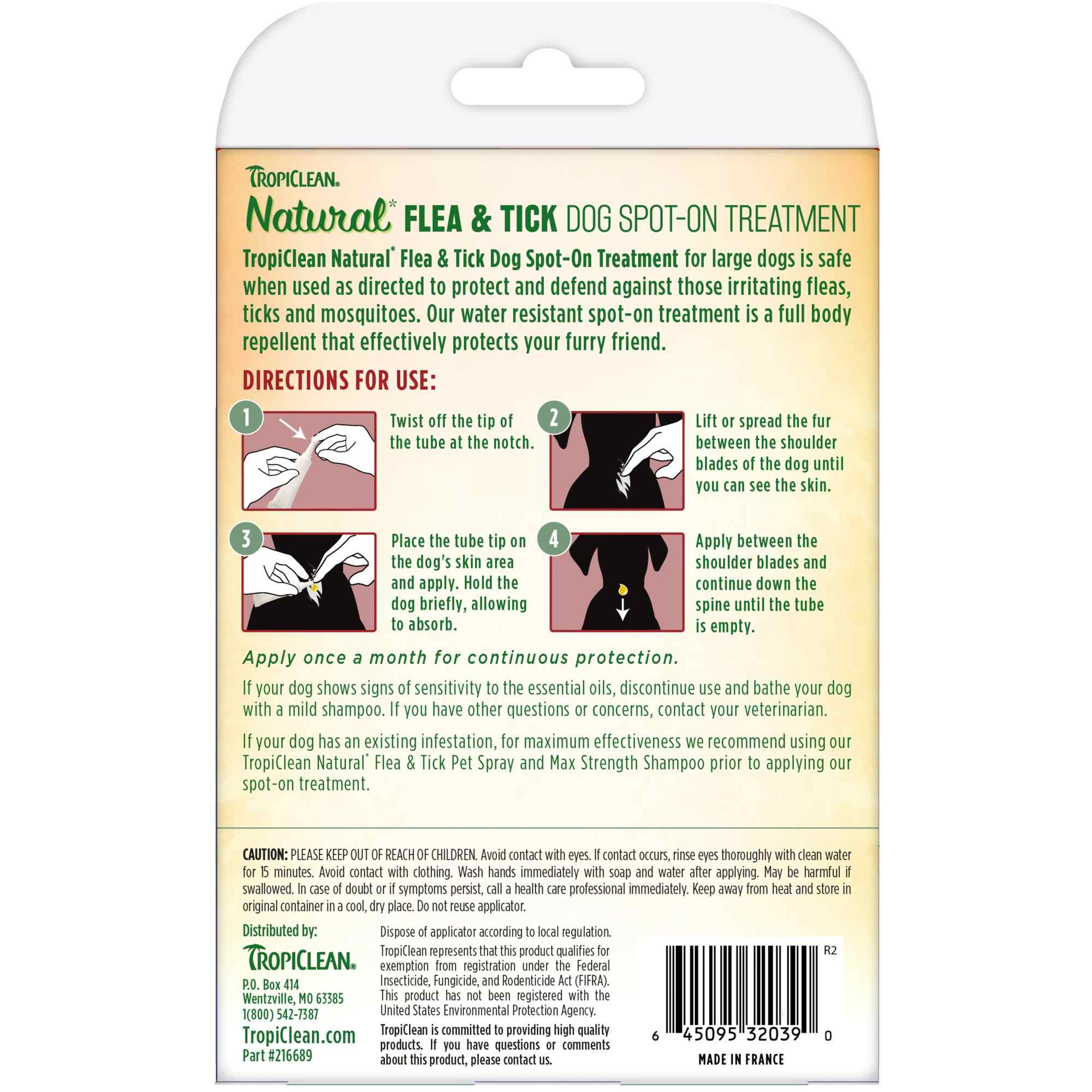 Tropiclean Natural Flea & Tick Spot on Treatment For Large Dogs image 2