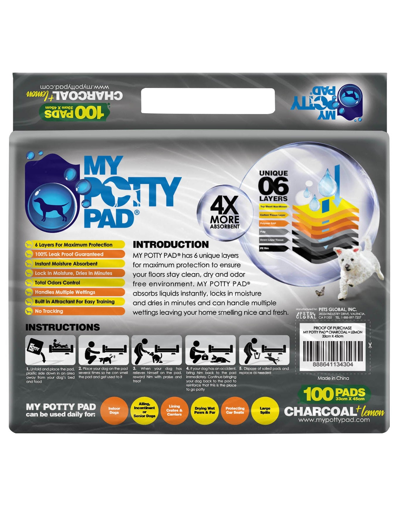 My Potty Pad Charcoal and Lemon Pee Pad For Dogs S | 100 pcs image 2