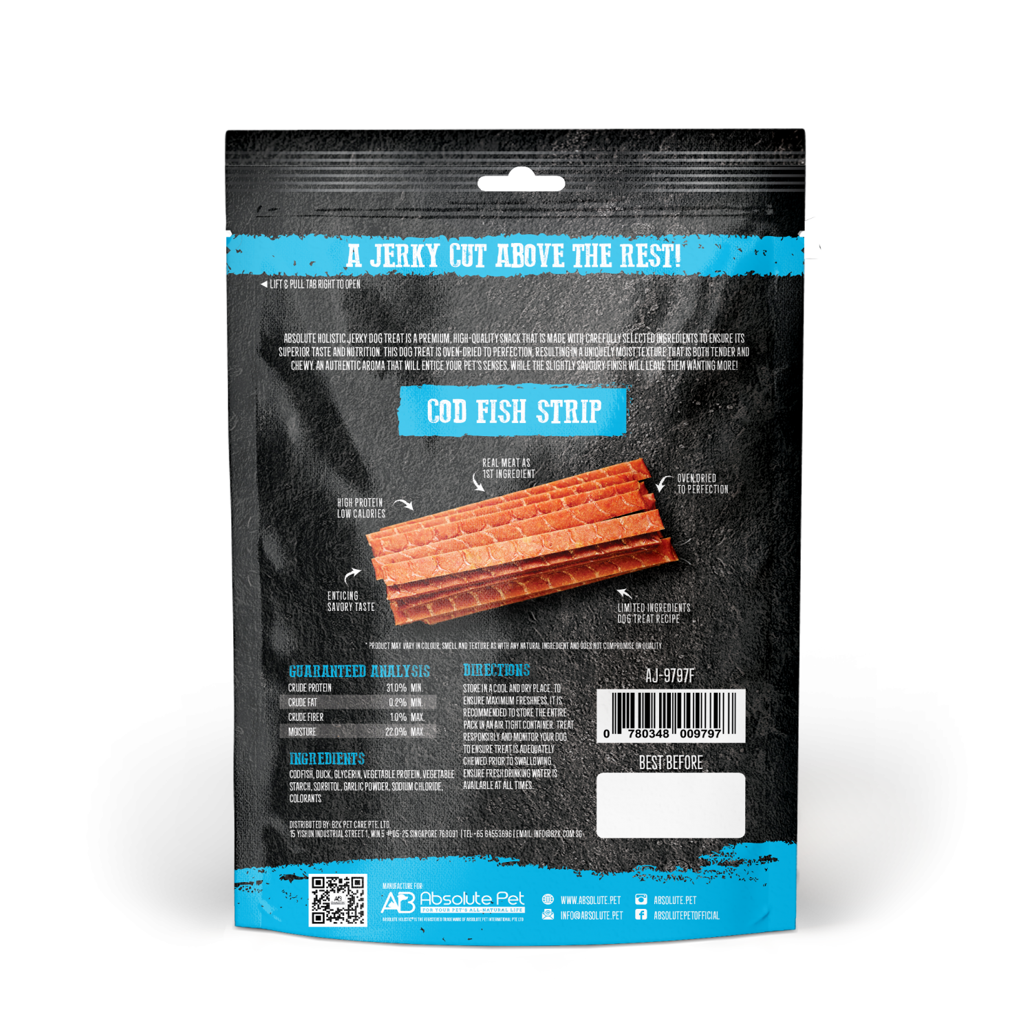 Absolute Holistic Dog 100g Jerky Cod Fish Strip Dog Treat (EXP: 25 Feb 2027) image 3