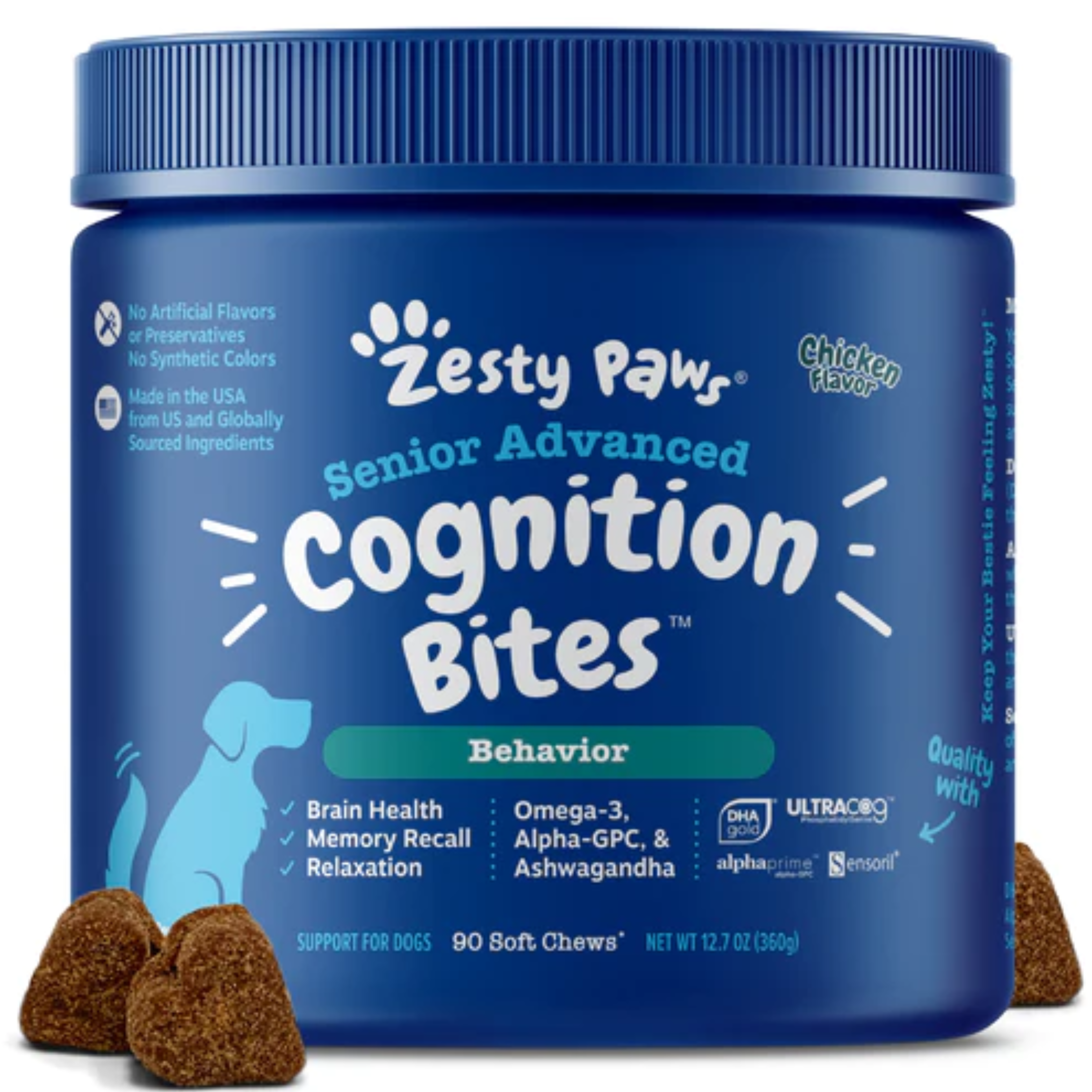 Zesty Paws 90ct Senior Advanced Cognition Bites Supplement for Senior Dogs image 2