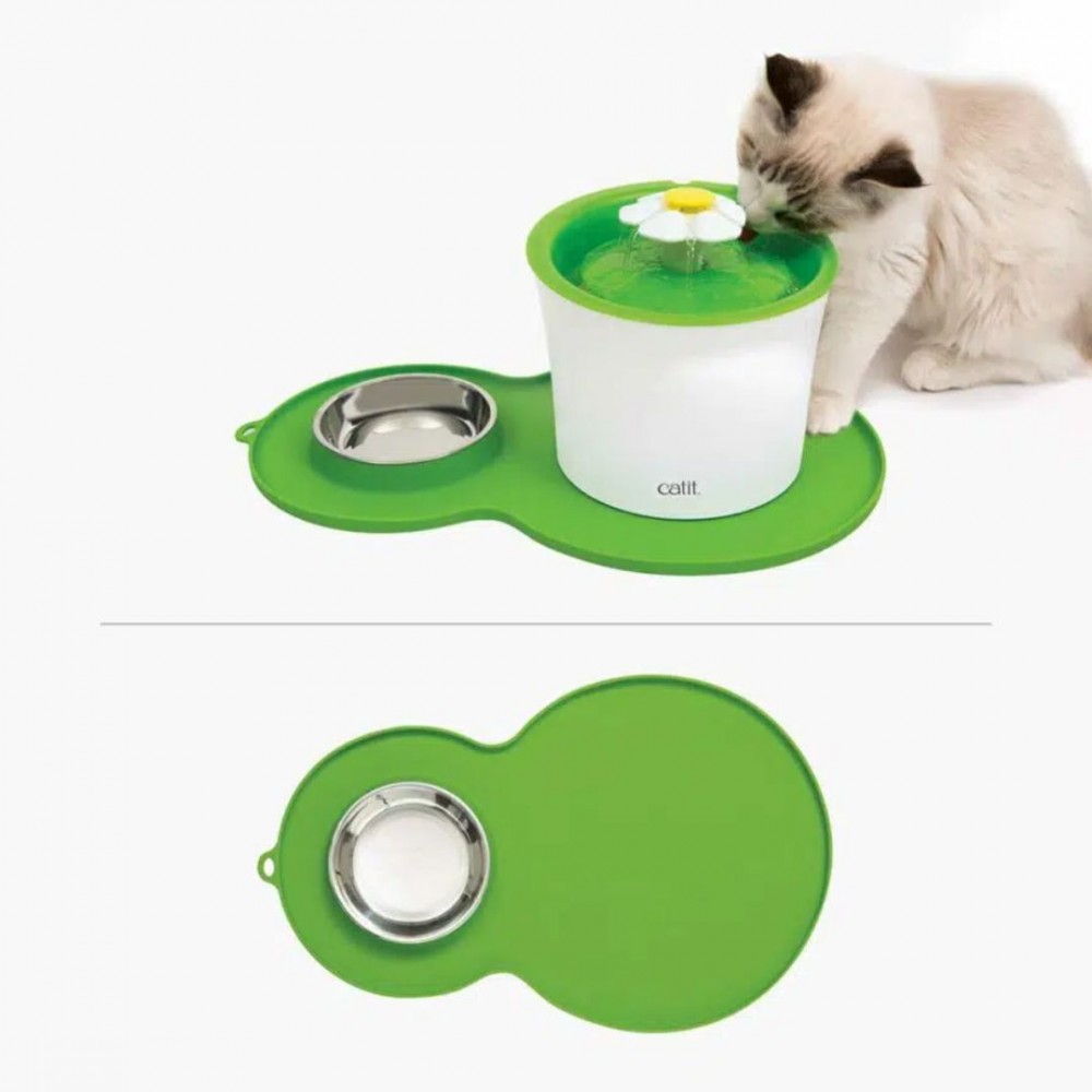 Catit 2.0 Placemat Peanut Green With Bowl Medium image 3